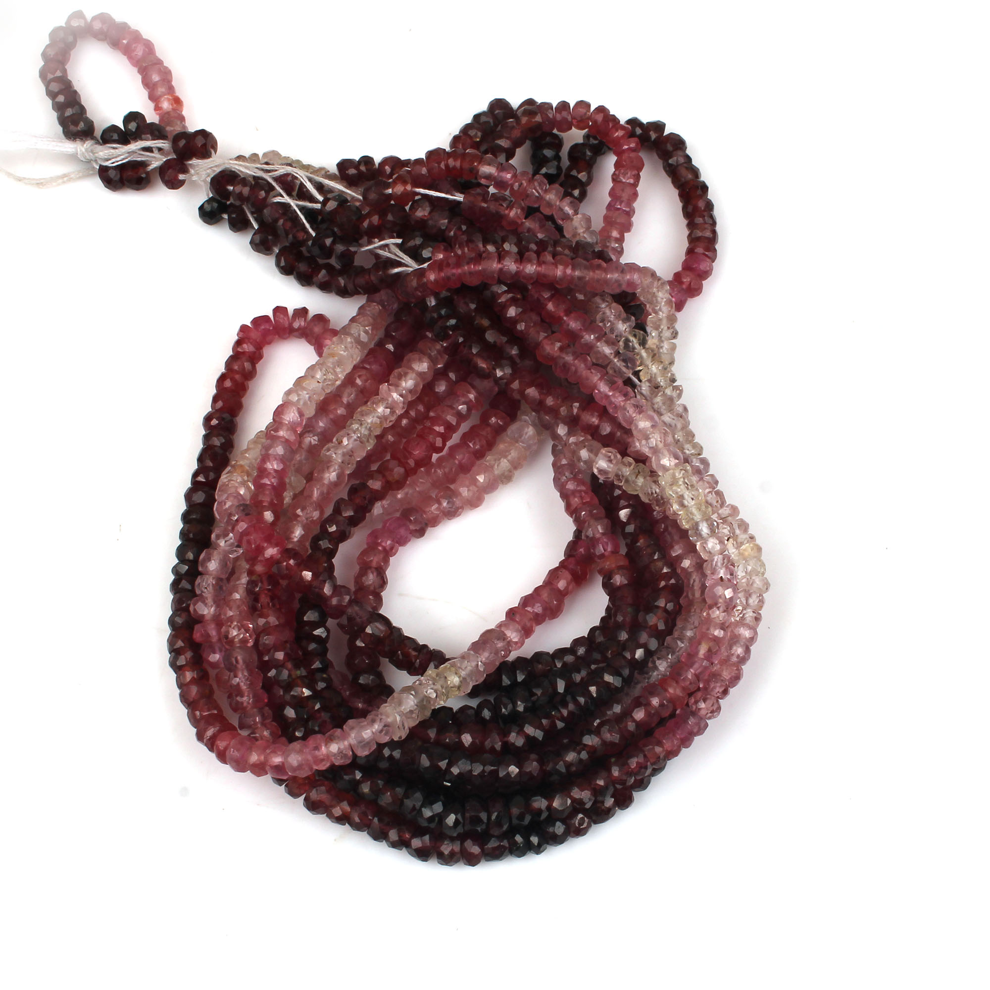 Ruby 4mm Roundel Faceted Beads 18 Inch Strand Necklace 5476 Cts