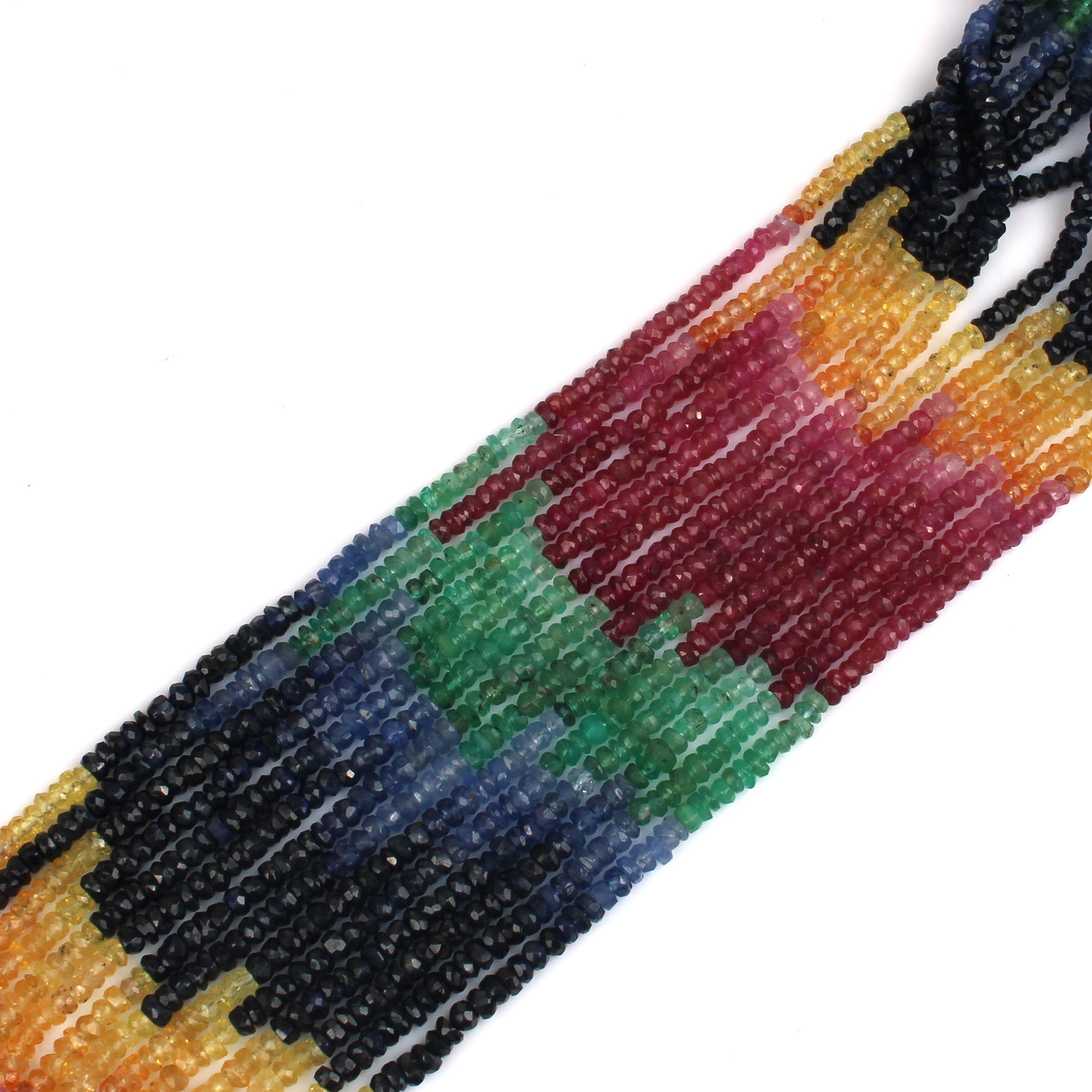 Tiny Multi Precious Stone 3mm Faceted Beads 14 Inch Strand Necklace2919 Cts