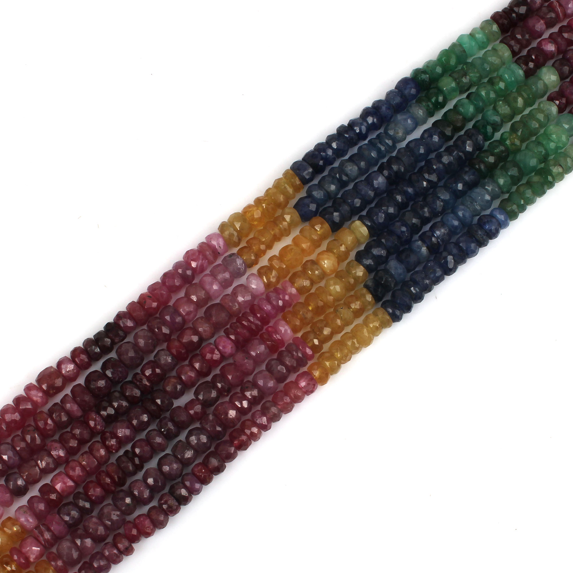 Multi Precious Stone 4mm Roundel Faceted Beads 16 Inch Strand 10607 Cts