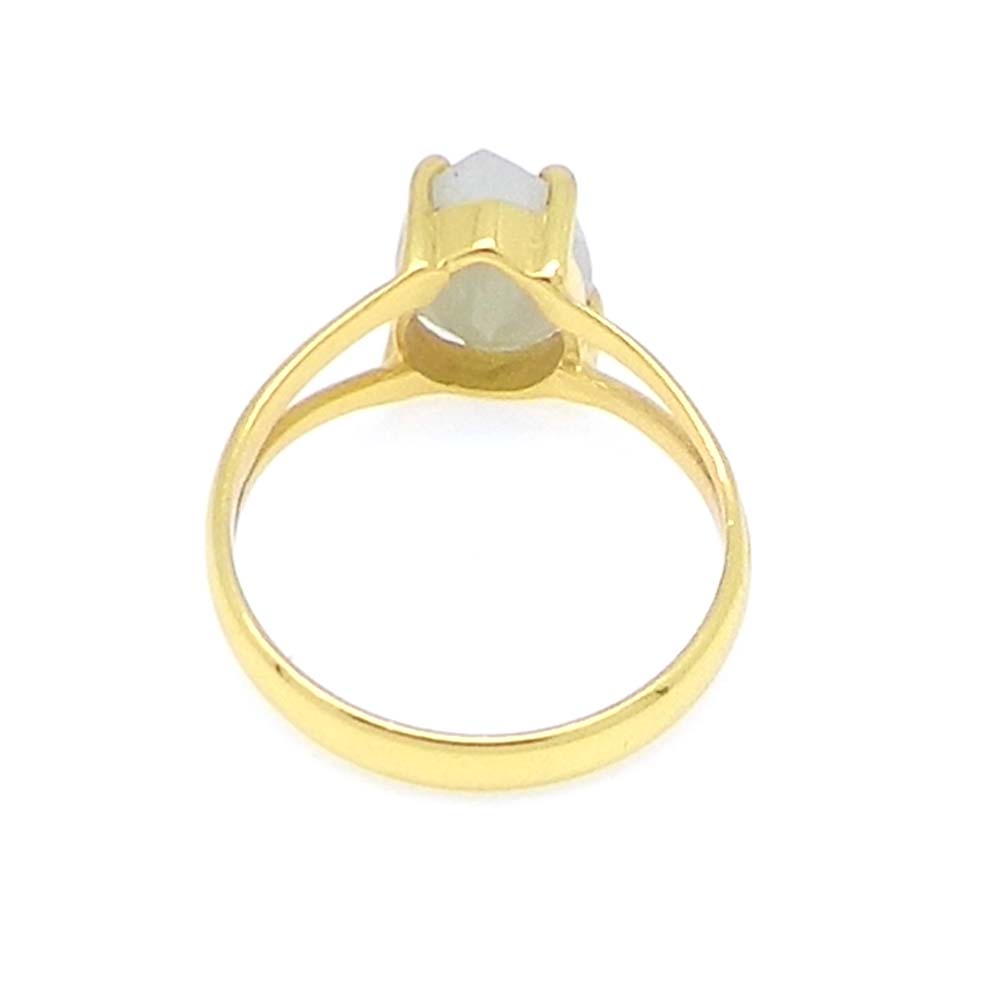 Nylon Aventurine 10x7mm Pear 18k Gold Plated Silver Prong Set Ring