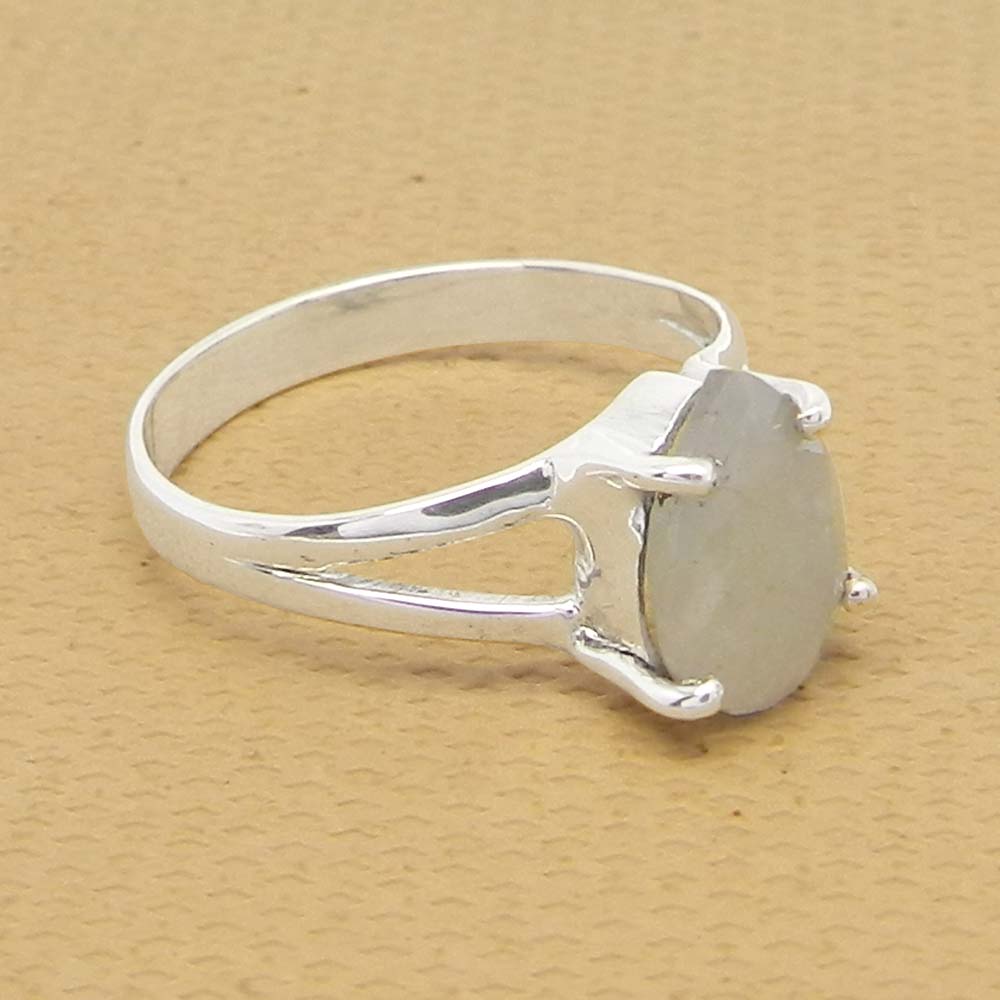 Nylon Aventurine 10x7mm Pear 18k Gold Plated Silver Prong Set Ring