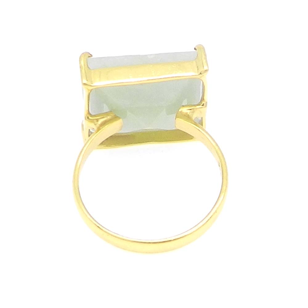 Nylon Aventurine 16x16mm Square 18k Gold Plated Silver Prong Set Ring