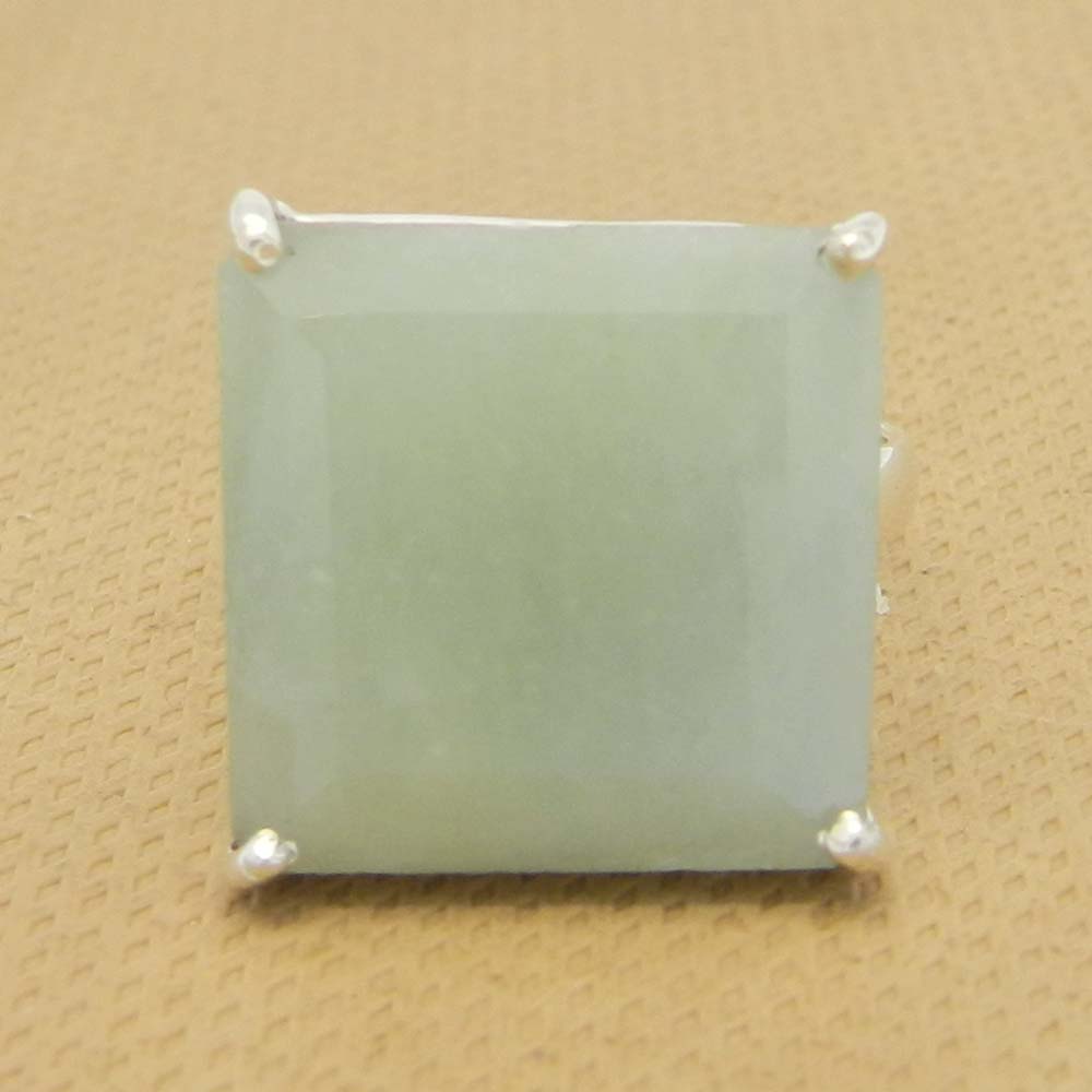 Nylon Aventurine 16x16mm Square 18k Gold Plated Silver Prong Set Ring