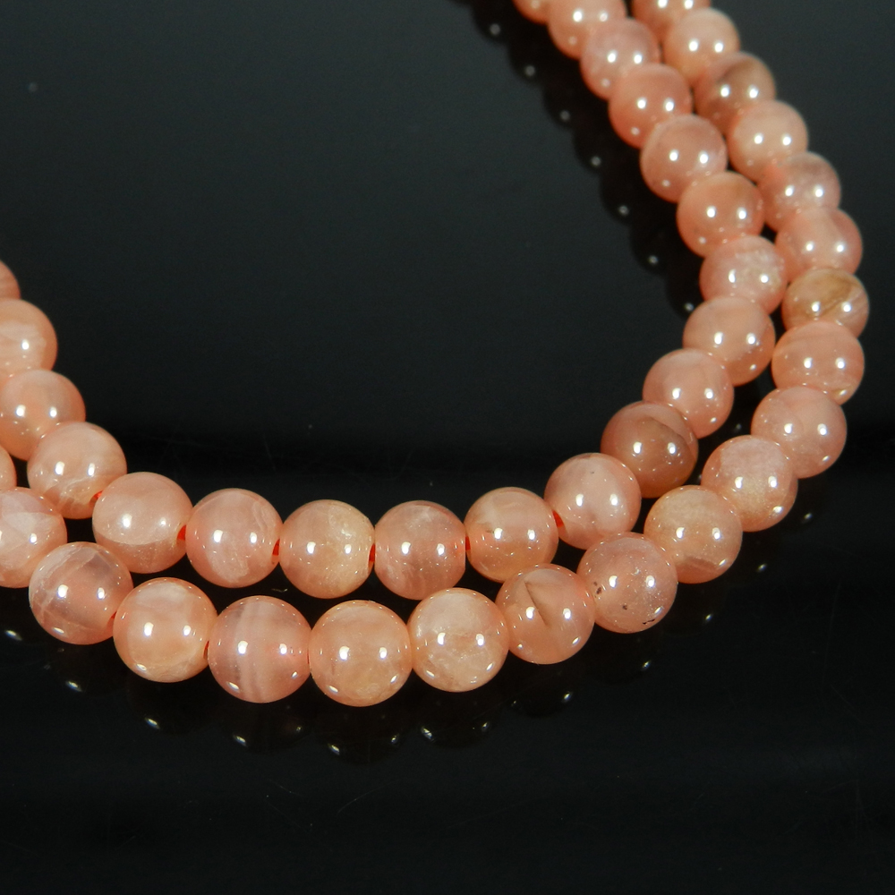 Peach Moonstone 5mm 16 Inch Smooth Plain Round Beads 10005 Cts