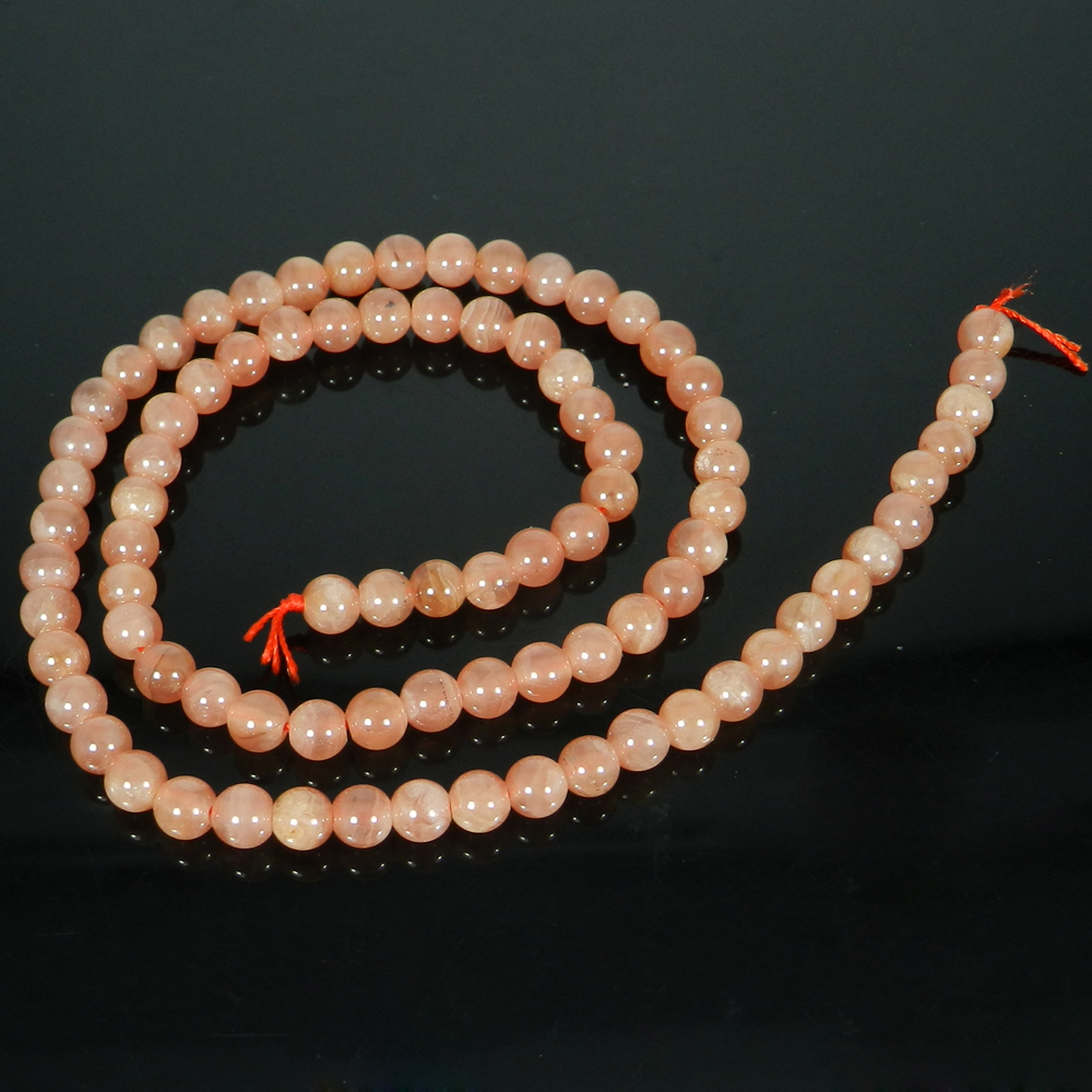 Peach Moonstone 5mm 16 Inch Smooth Plain Round Beads 10005 Cts