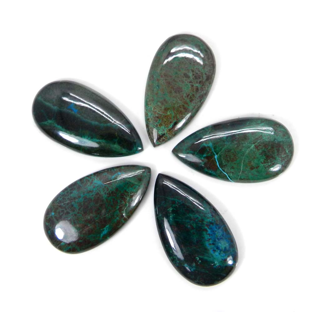 Peruvian Chrysocolla 35x19mm Pear Cabochon 3750 Cts