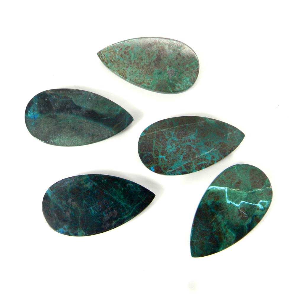 Peruvian Chrysocolla 35x19mm Pear Cabochon 3750 Cts