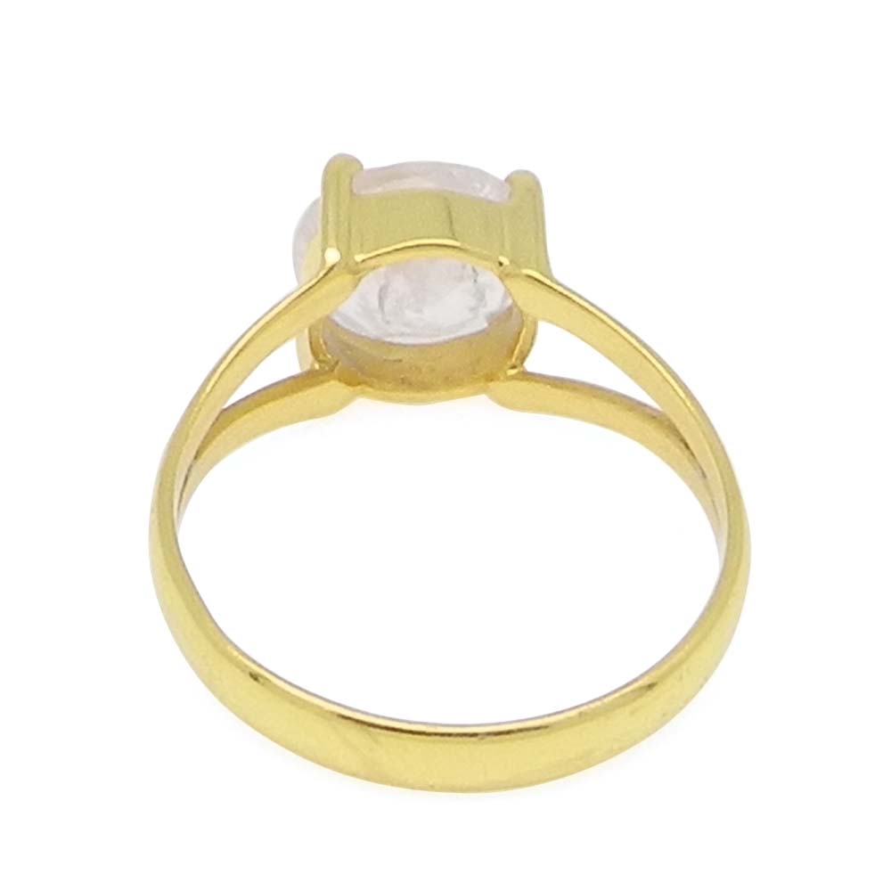 Rose Quartz 8mm Round 18k Gold Plated and 925 Sterling Silver Prong Set Ring