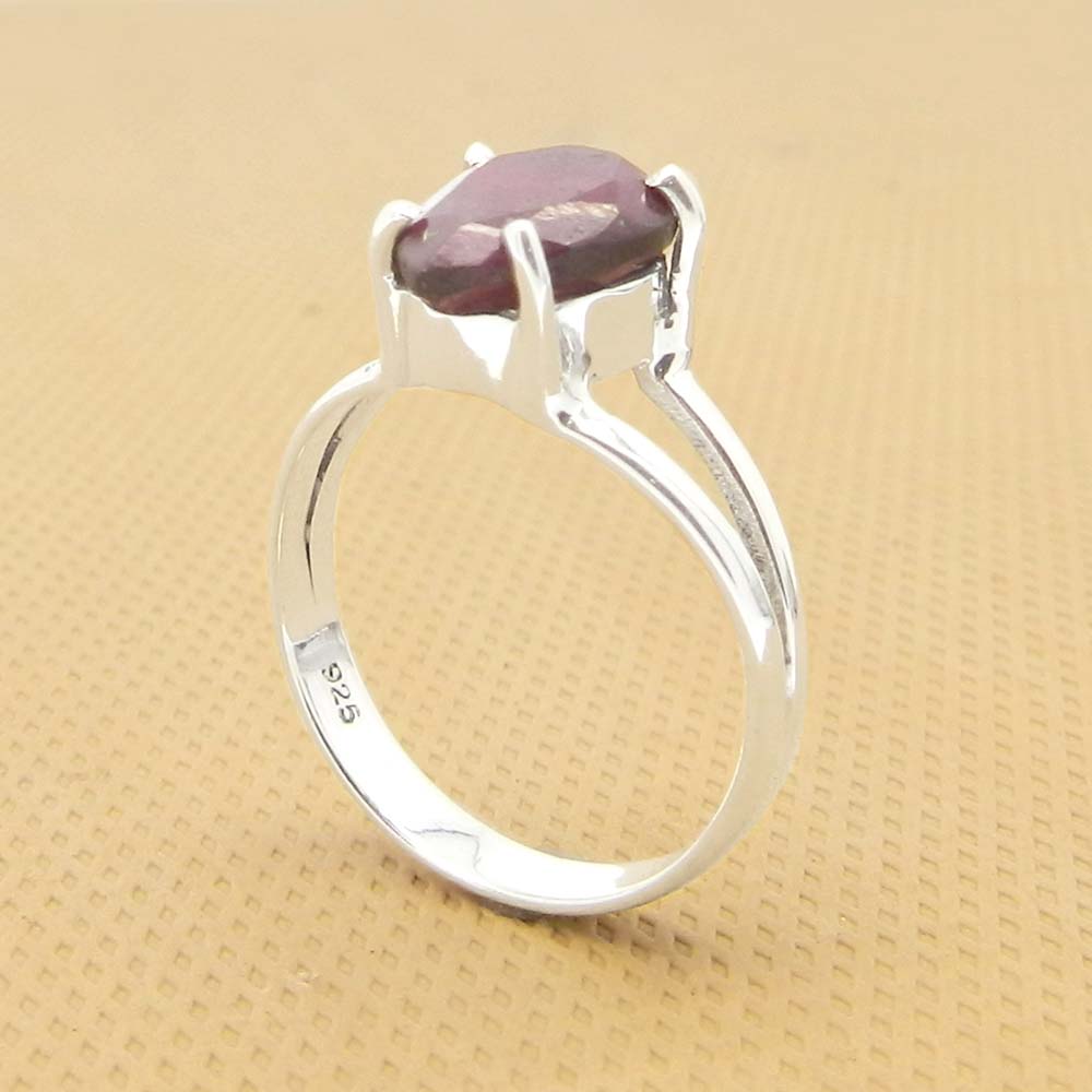 Ruby Corundum 10x7mm Pear 18k Gold Plated Silver Prong Set Ring