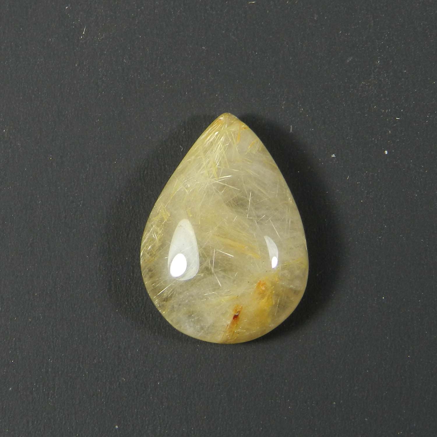 Semi Precious Gemstone Golden Rutile Quartz 19x14mm Pear Cabochon 1170 Cts