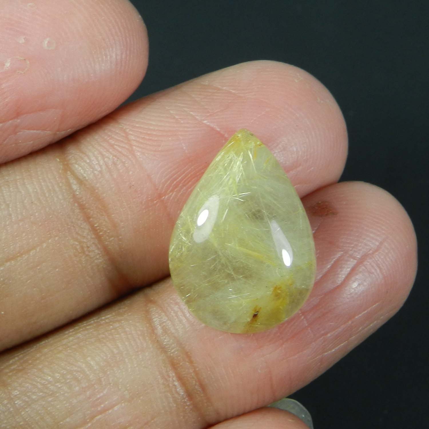 Semi Precious Gemstone Golden Rutile Quartz 19x14mm Pear Cabochon 1170 Cts