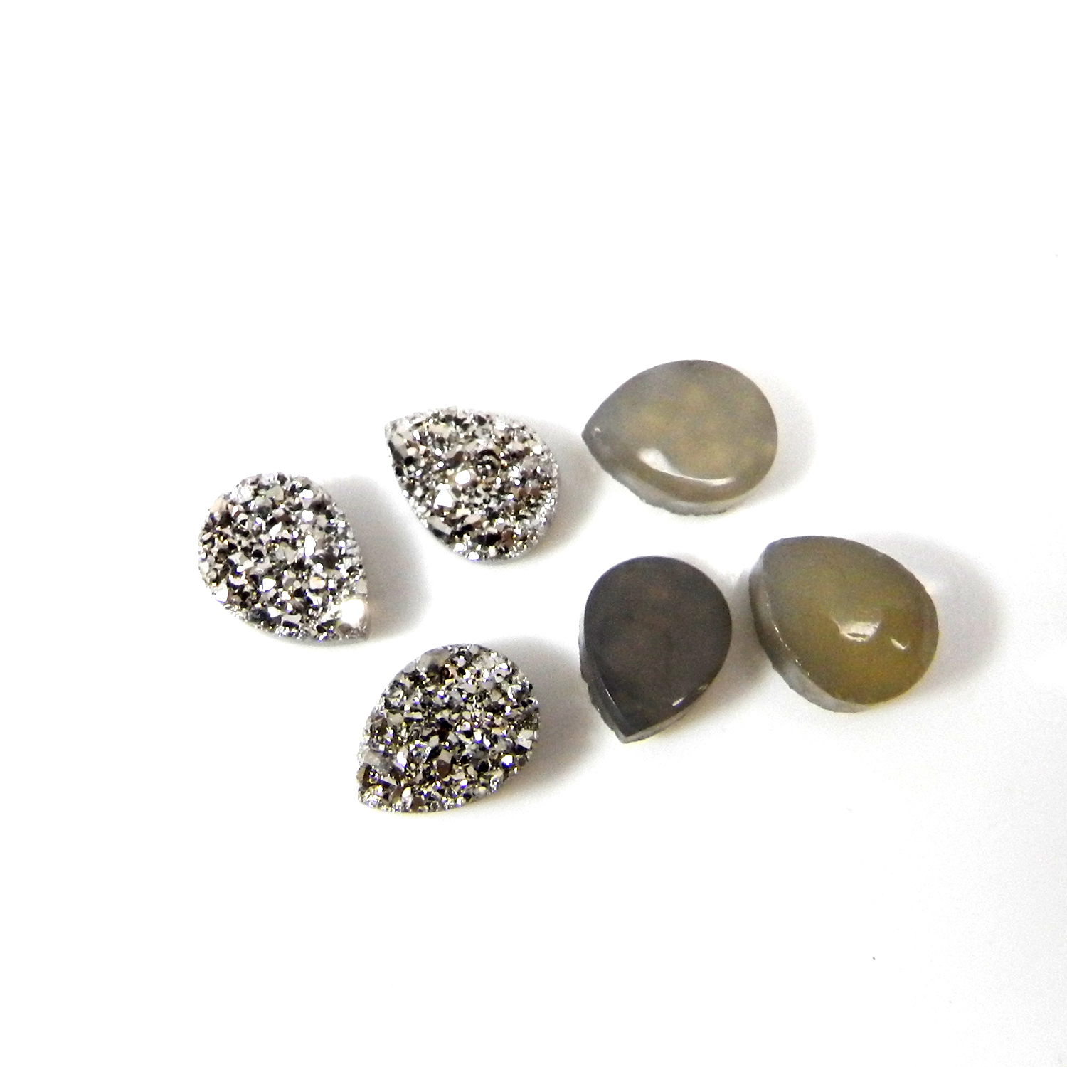 Silver Titanium Druzy 7x5mm Pear 080 Cts