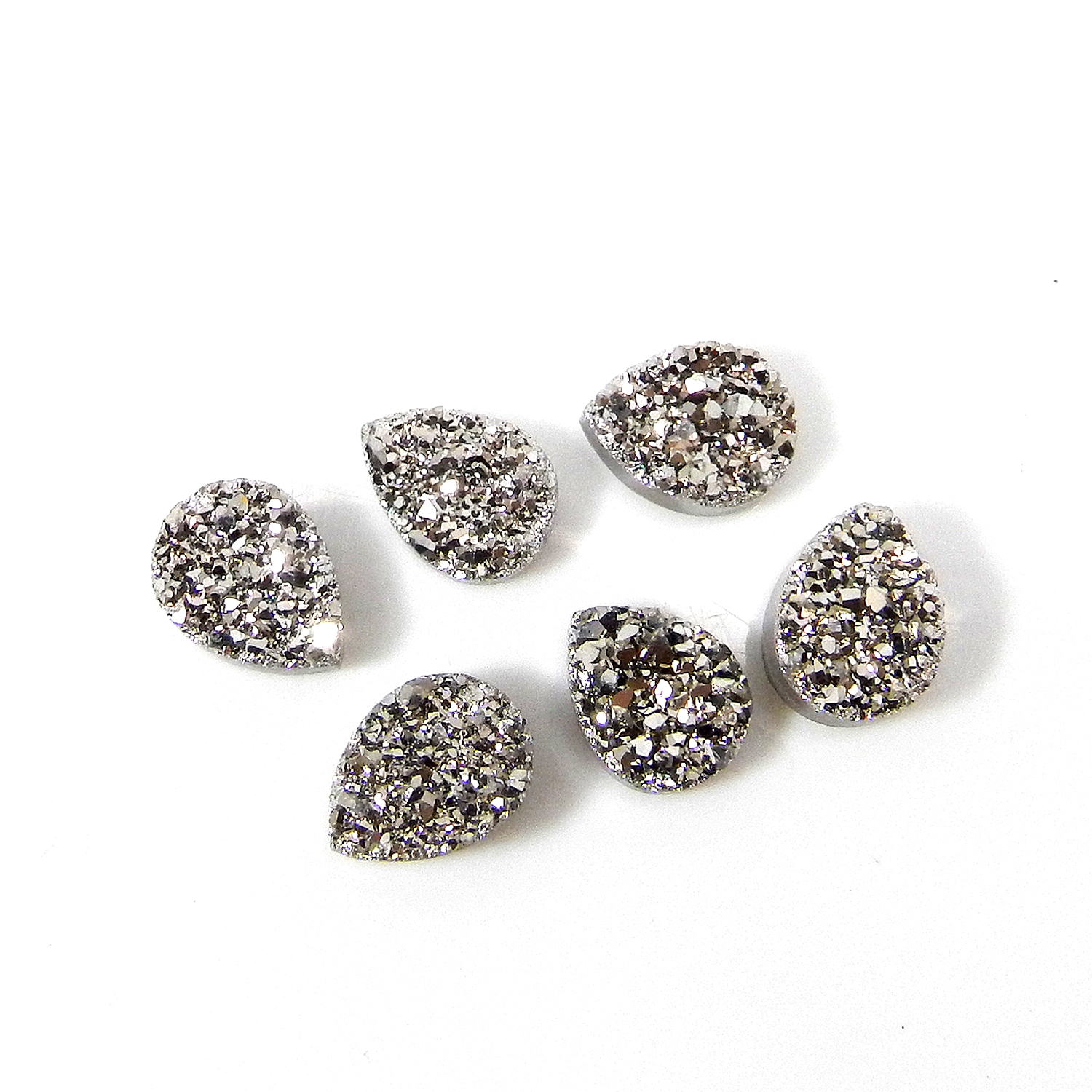Silver Titanium Druzy 7x5mm Pear 080 Cts