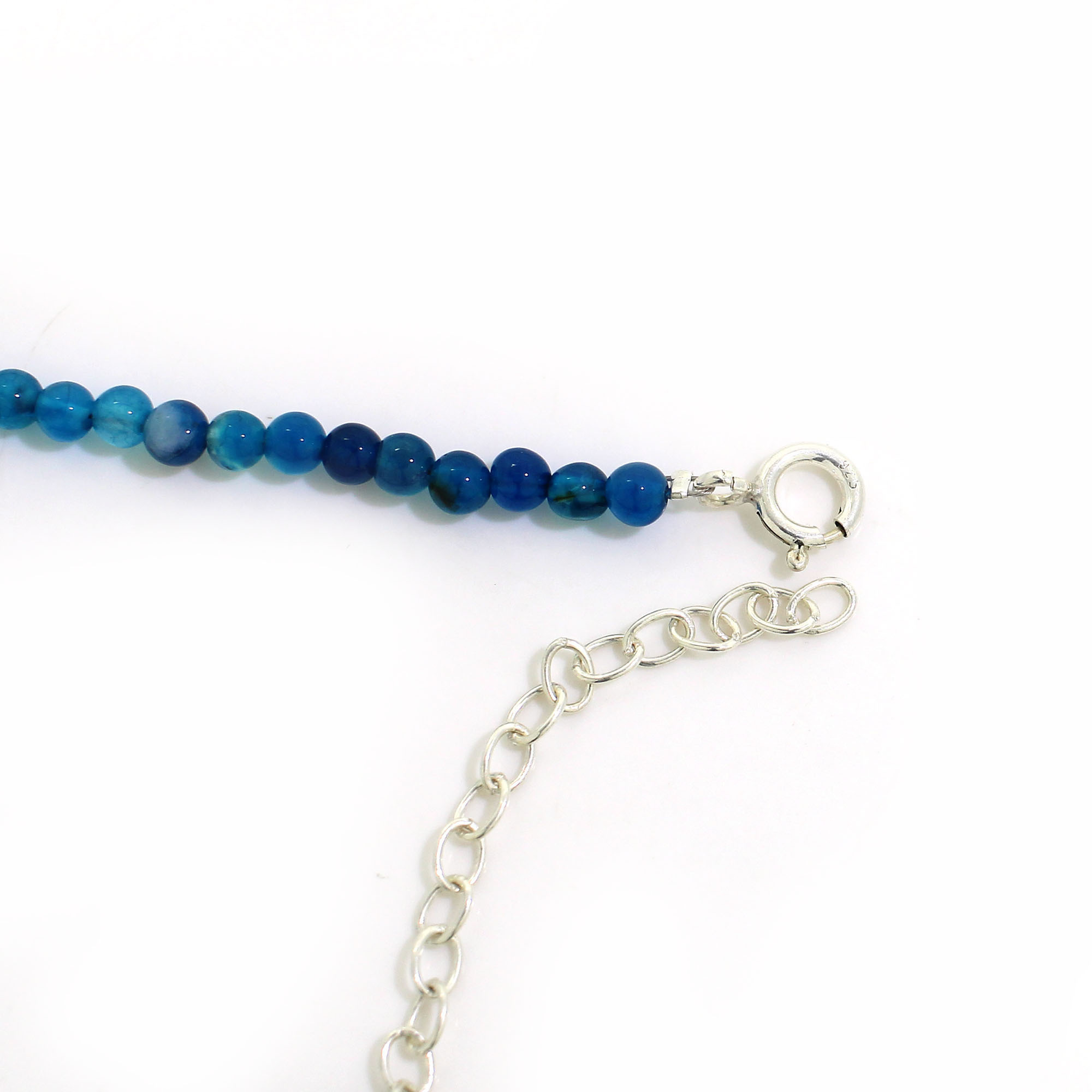 Blue Agate 4mm Round Cabochon Beads 8 Inch Strand