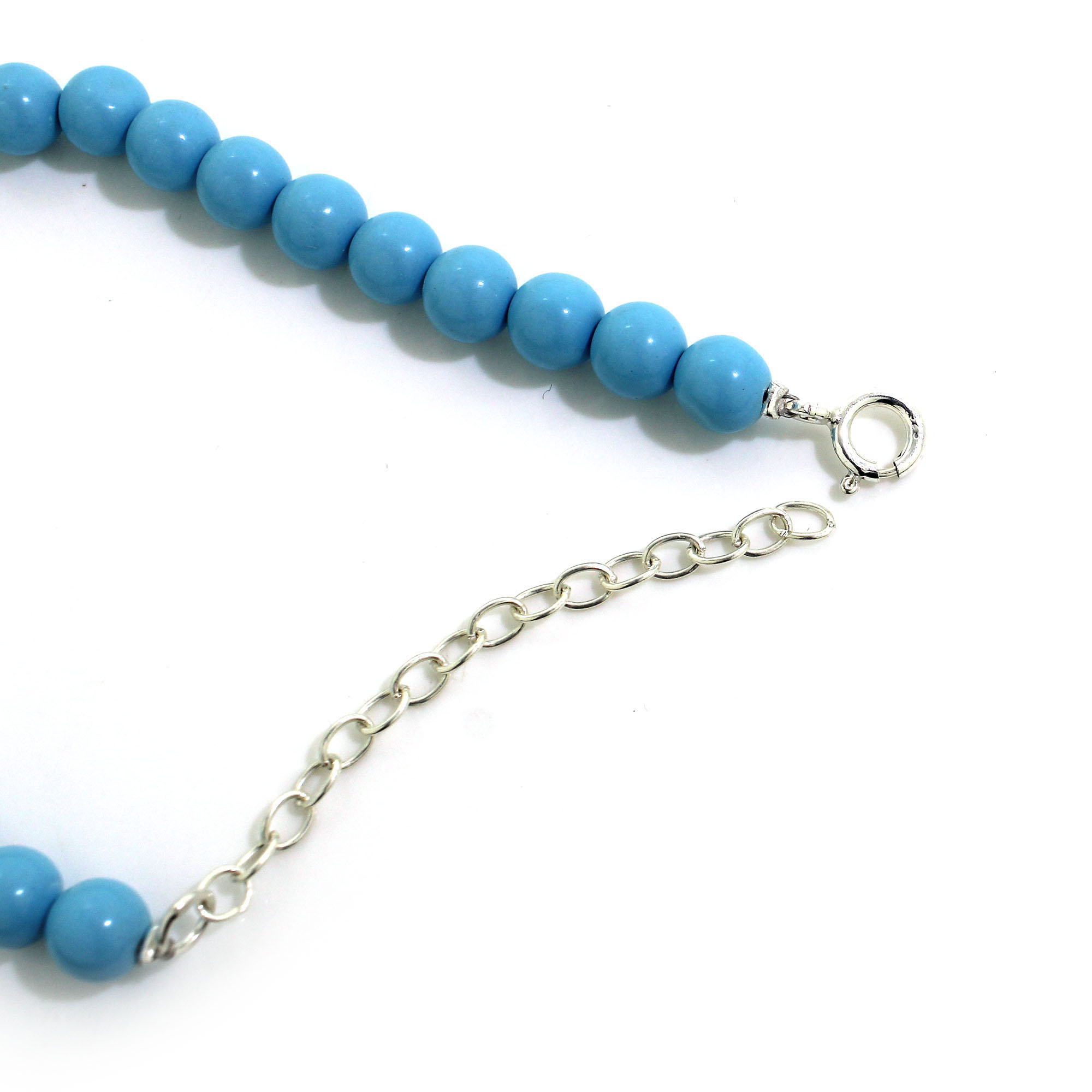 Synthetic Turquoise 7mm Round Cabochon Beads 8 Inch Strand