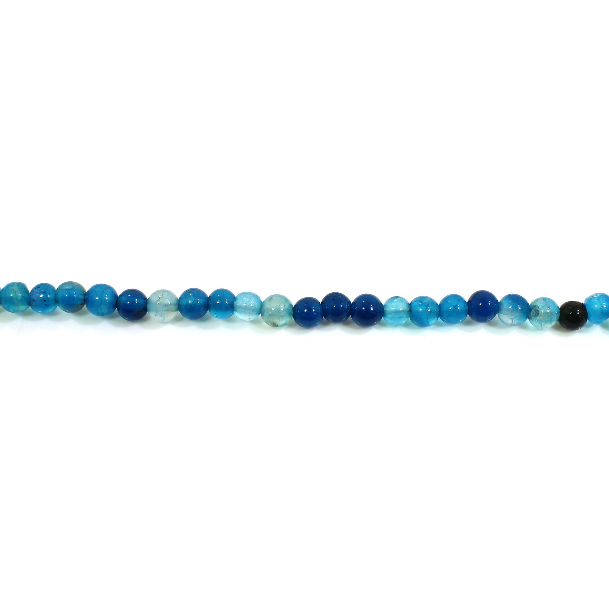 Blue Agate 4mm Round Cabochon Beads 8 Inch Strand