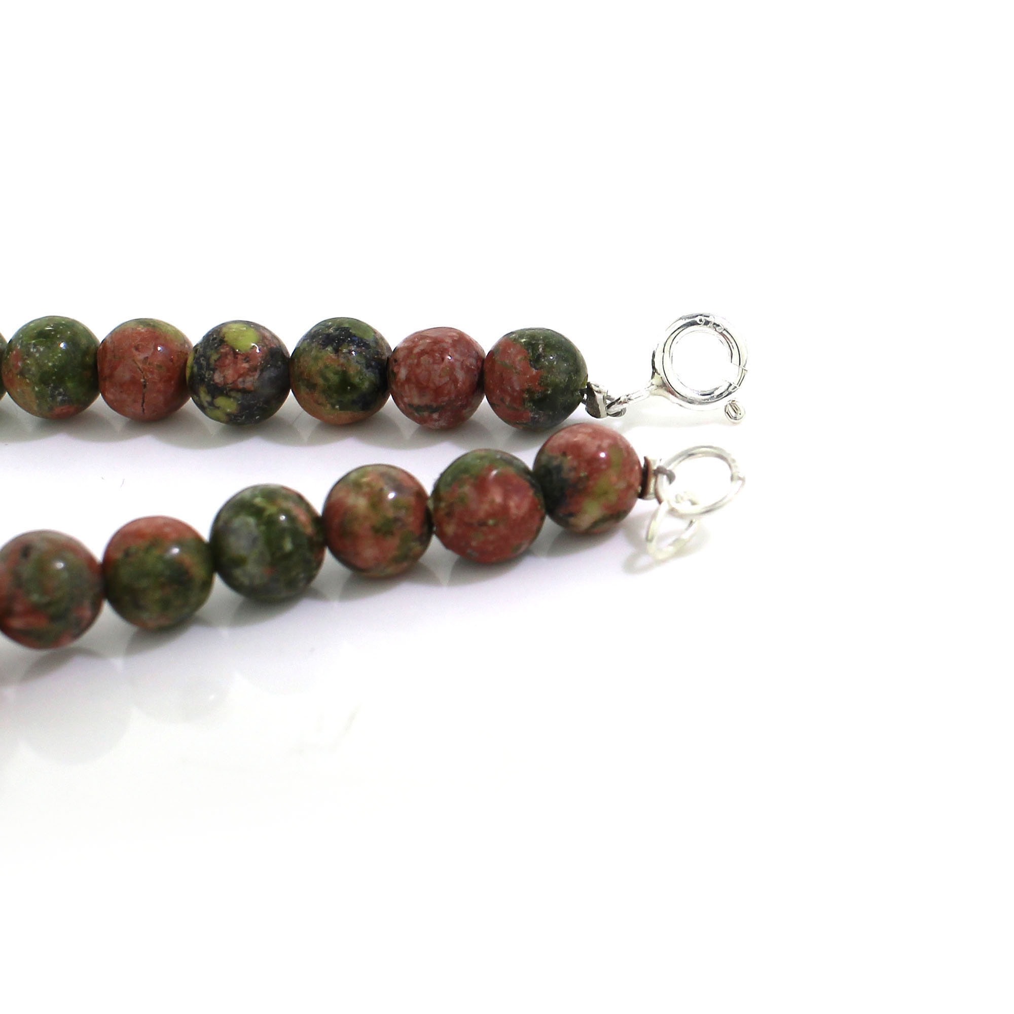 Unakite Jasper 6mm Round Cabochon Beads 8 Inch Strand
