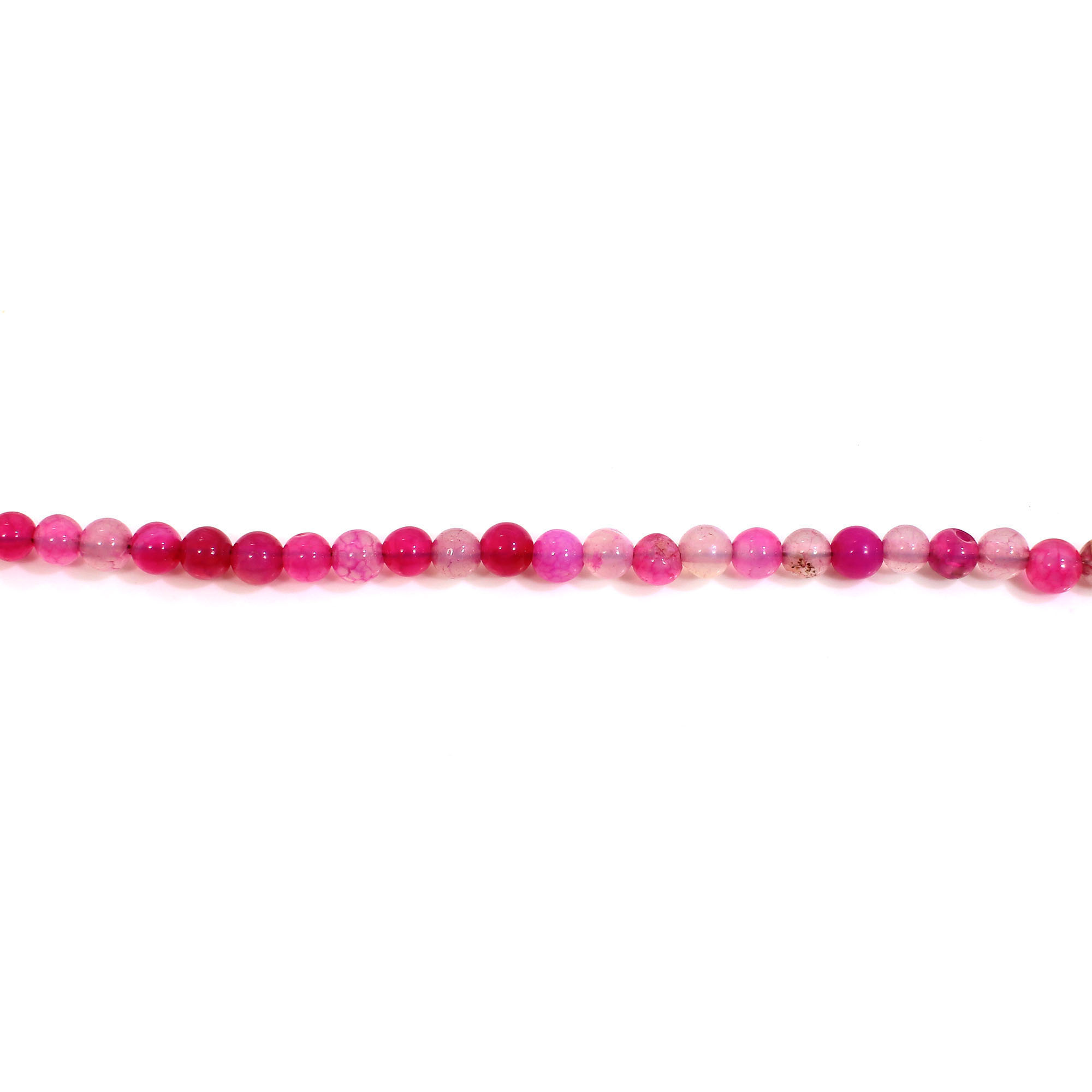Pink Agate 4mm Round Cabochon Beads 8 Inch Strand