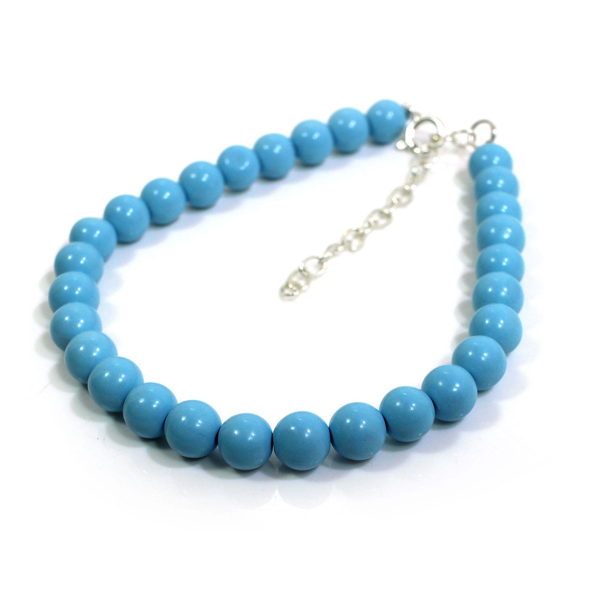 Synthetic Turquoise 7mm Round Cabochon Beads 8 Inch Strand