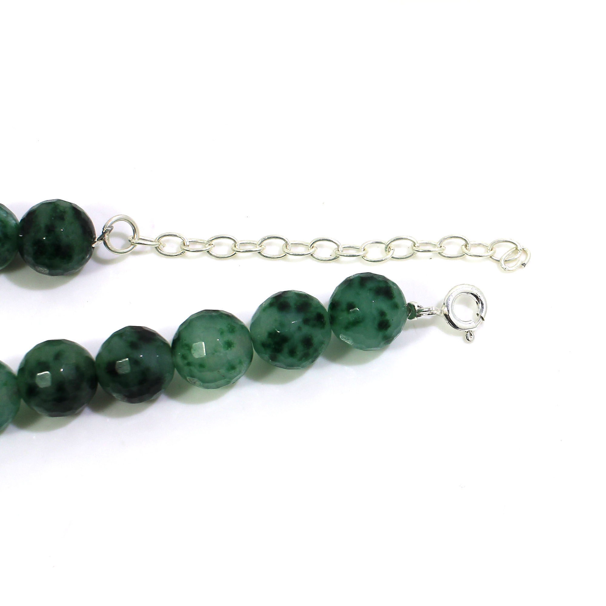 Natural Moss Agate 10mm Round Football Cut Beads 18 Inch Strand Necklace