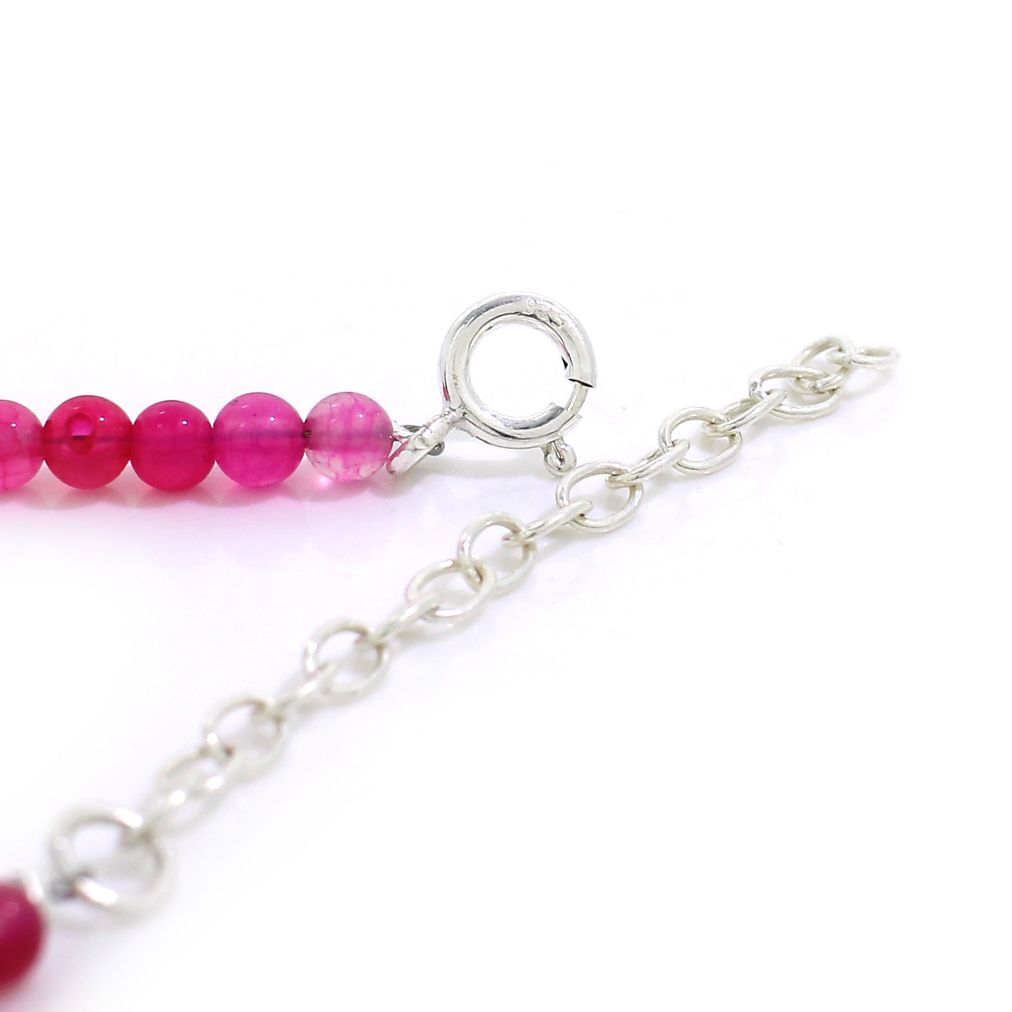 Pink Agate 4mm Round Cabochon Beads 8 Inch Strand