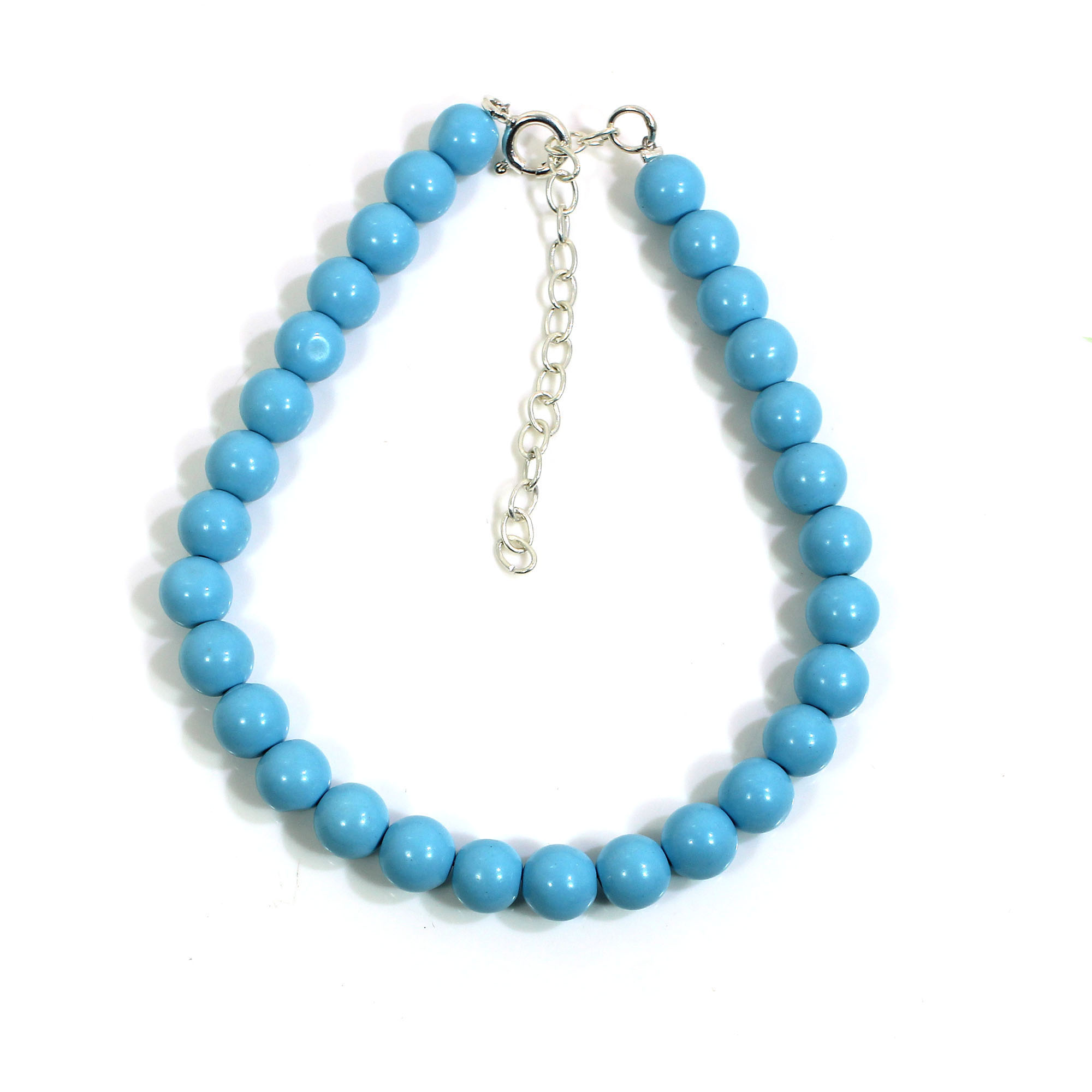 Synthetic Turquoise 7mm Round Cabochon Beads 8 Inch Strand