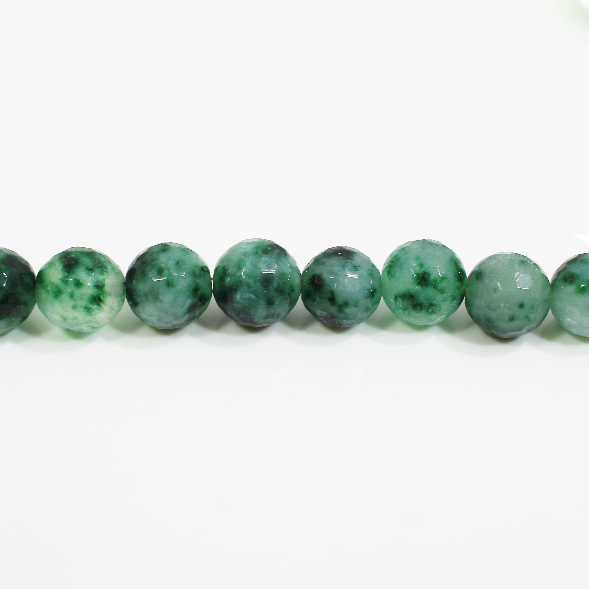 Natural Moss Agate 10mm Round Football Cut Beads 18 Inch Strand Necklace
