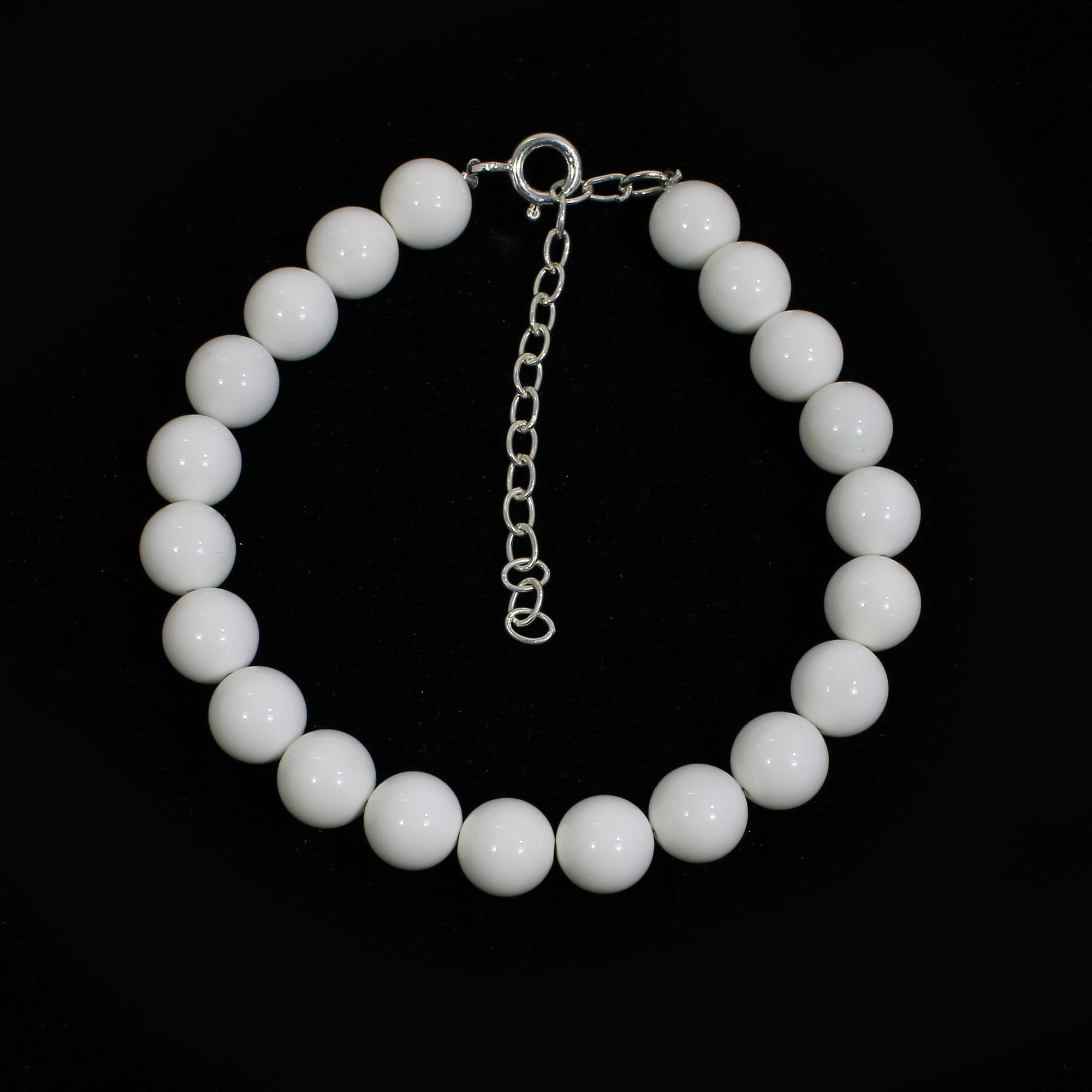 Natural White King Agate 8mm Round Cabochon Beads 8 Inch Strand