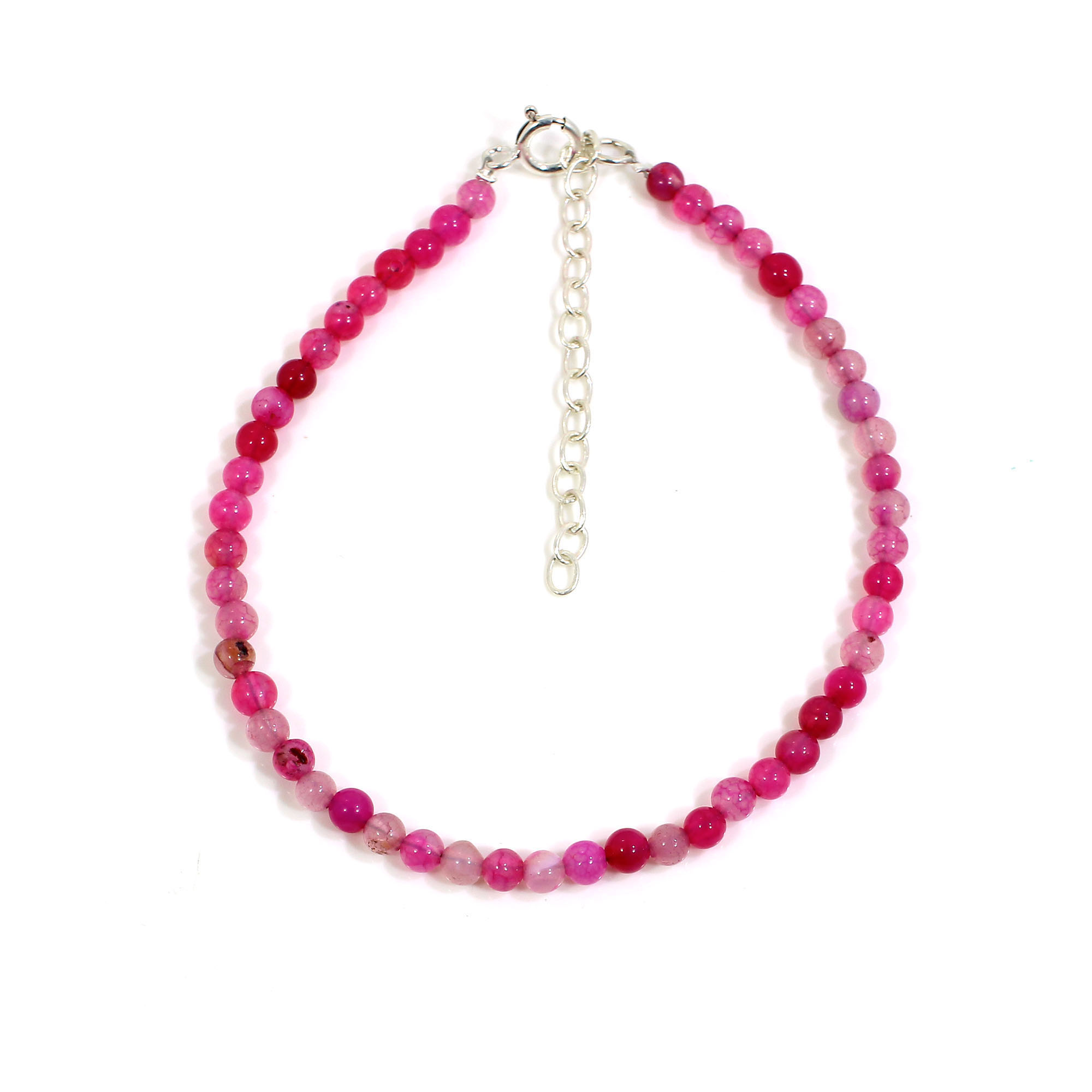 Pink Agate 4mm Round Cabochon Beads 8 Inch Strand