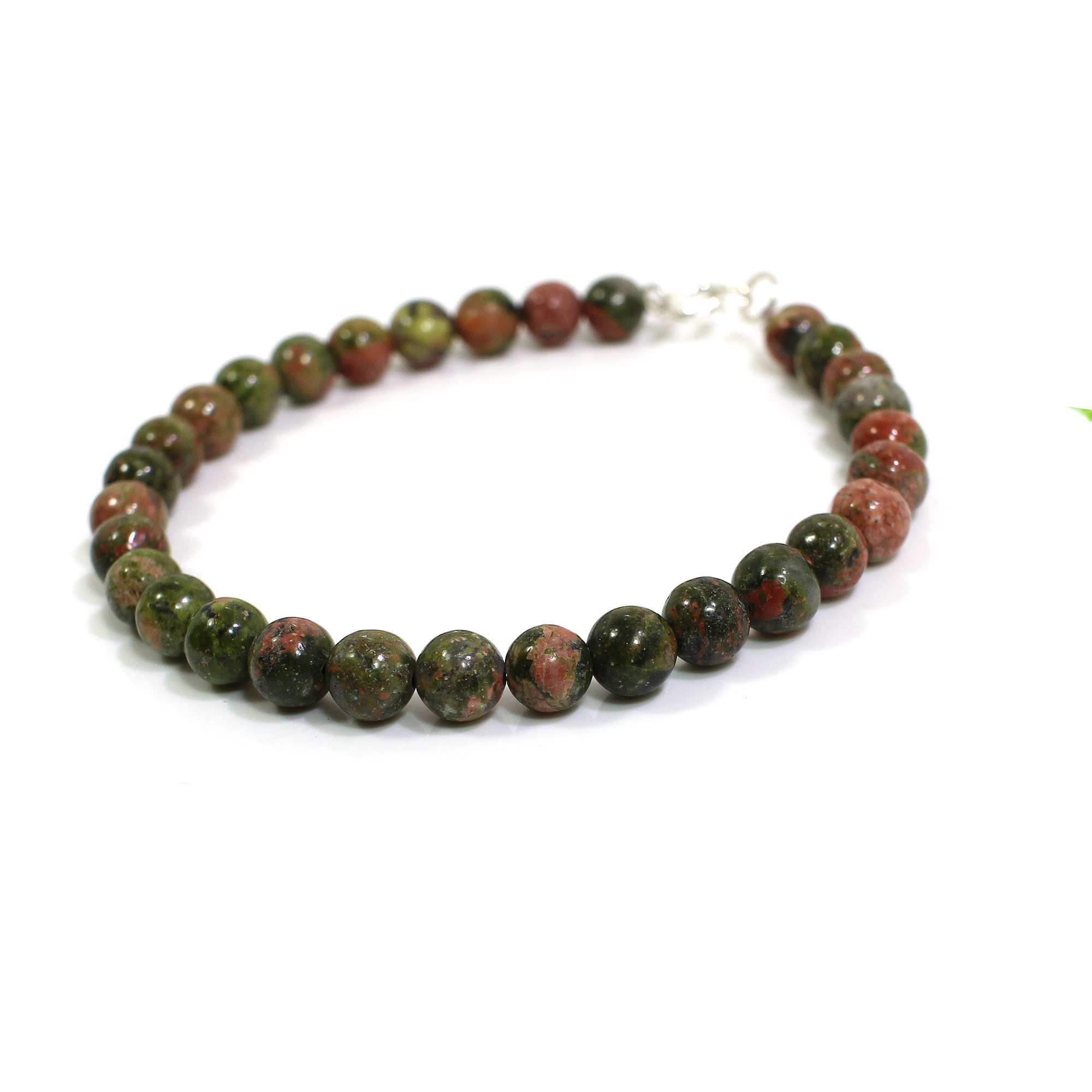 Unakite Jasper 6mm Round Cabochon Beads 8 Inch Strand