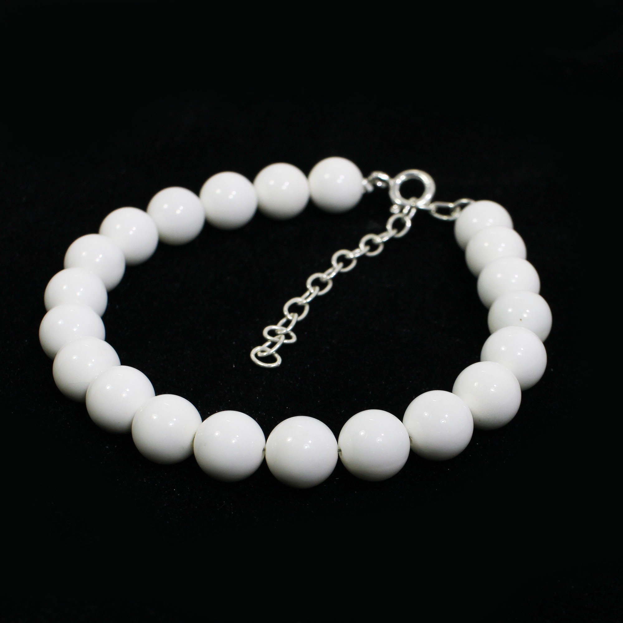 Natural White King Agate 8mm Round Cabochon Beads 8 Inch Strand
