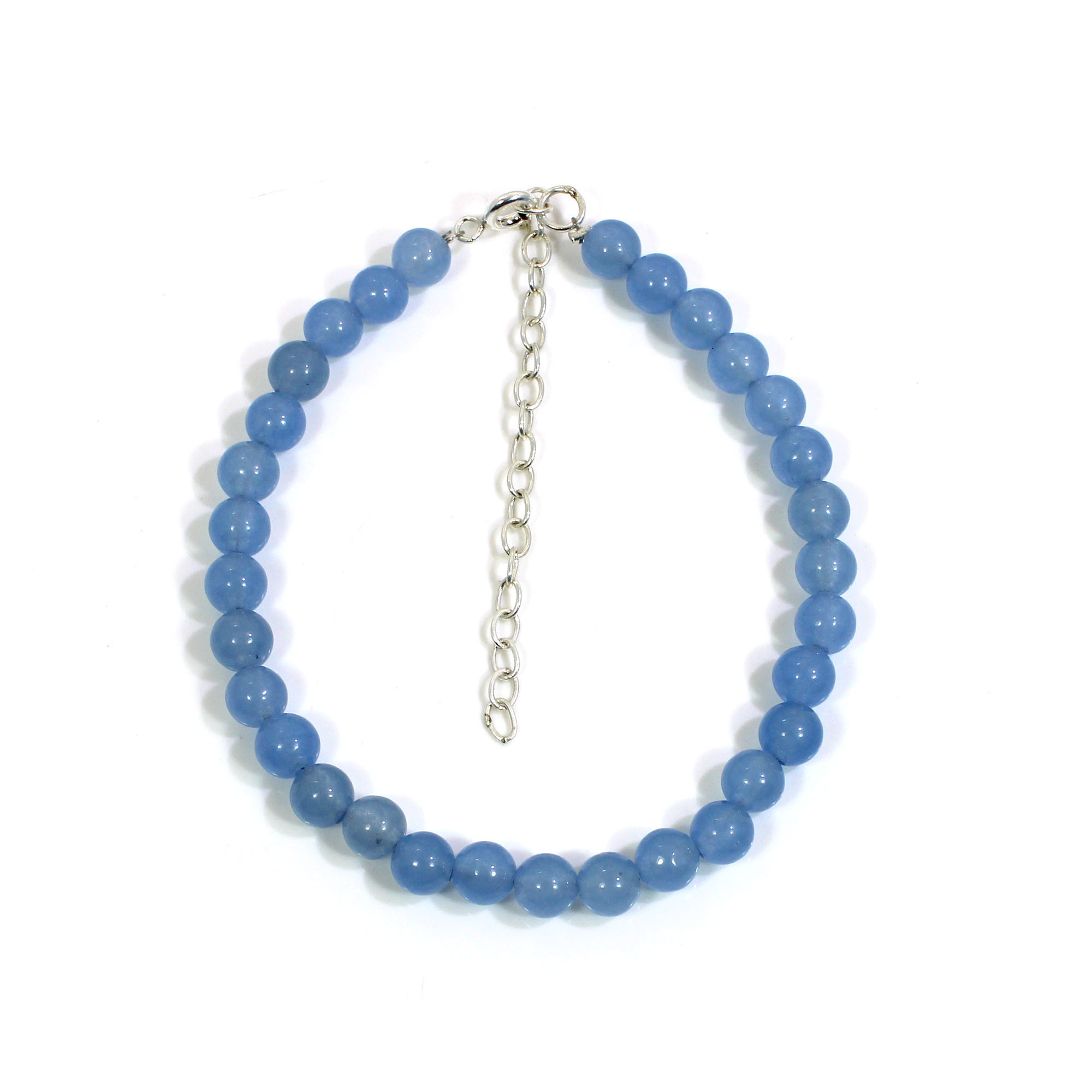 Blue Chalcedony 6mm Round Cabochon Beads 8 Inch Strand