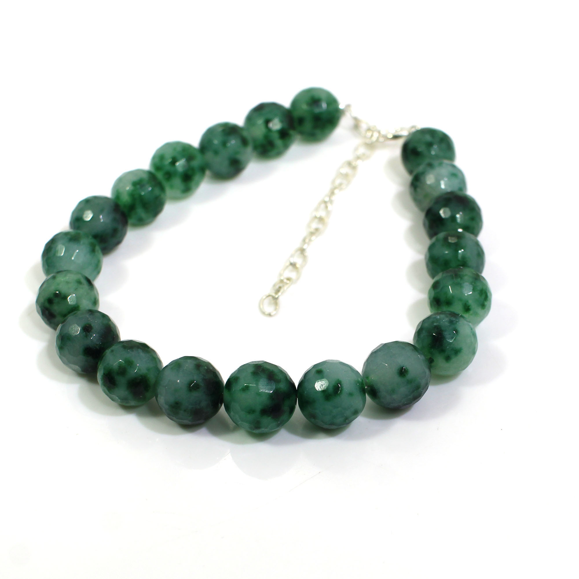 Natural Moss Agate 10mm Round Football Cut Beads 8 Inch Strand