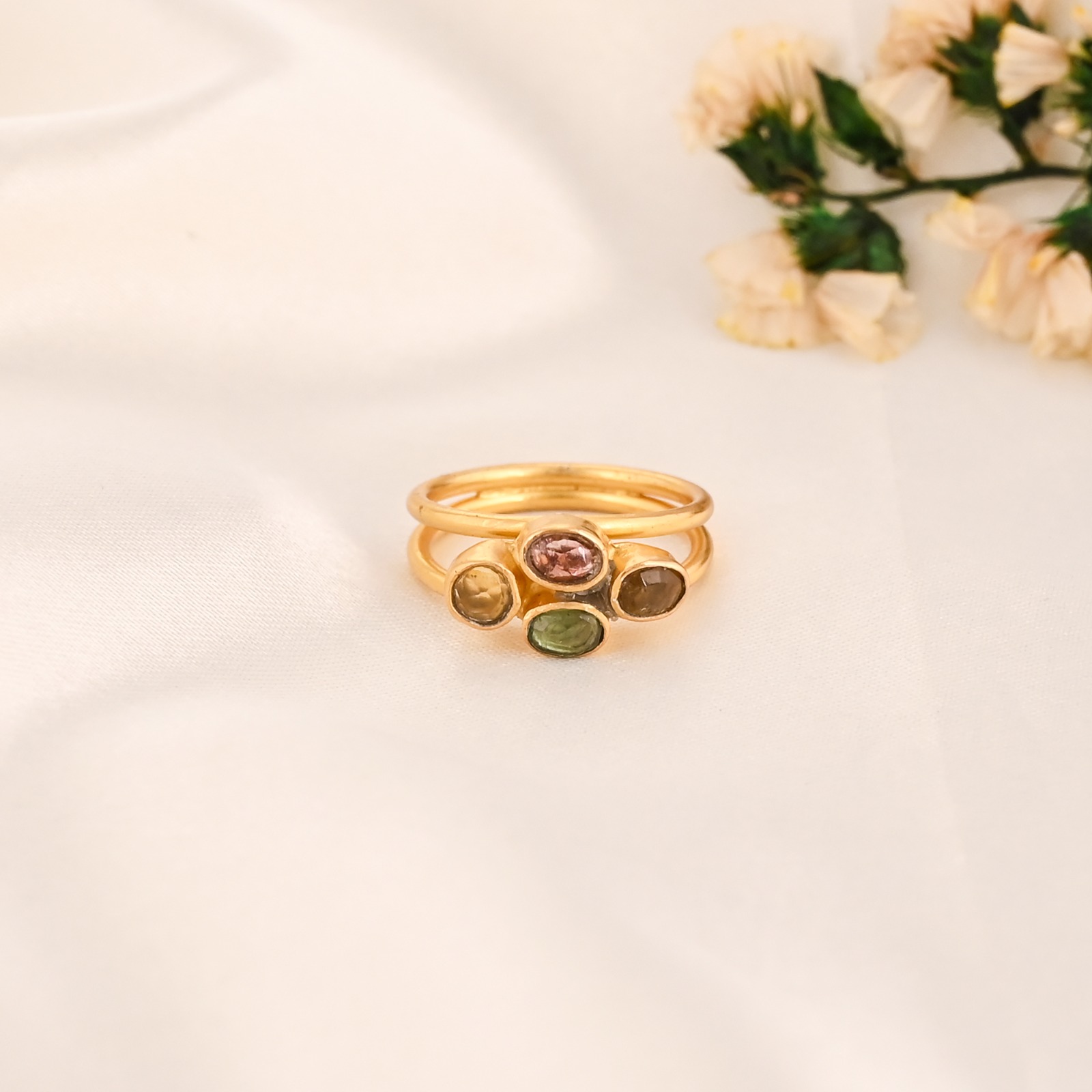 Natural Multi Tourmaline Gemstone 925 Sterling Silver Ring Handmade Jewelry for Womens