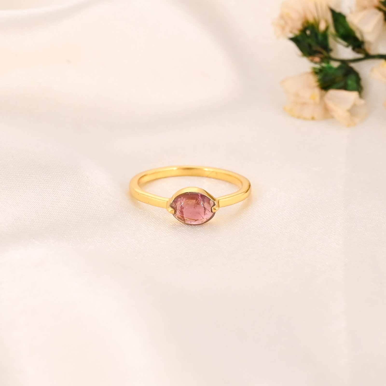 Natural Pink Tourmaline Gemstone 925 Sterling Silver Ring Handmade Jewelry for Womens