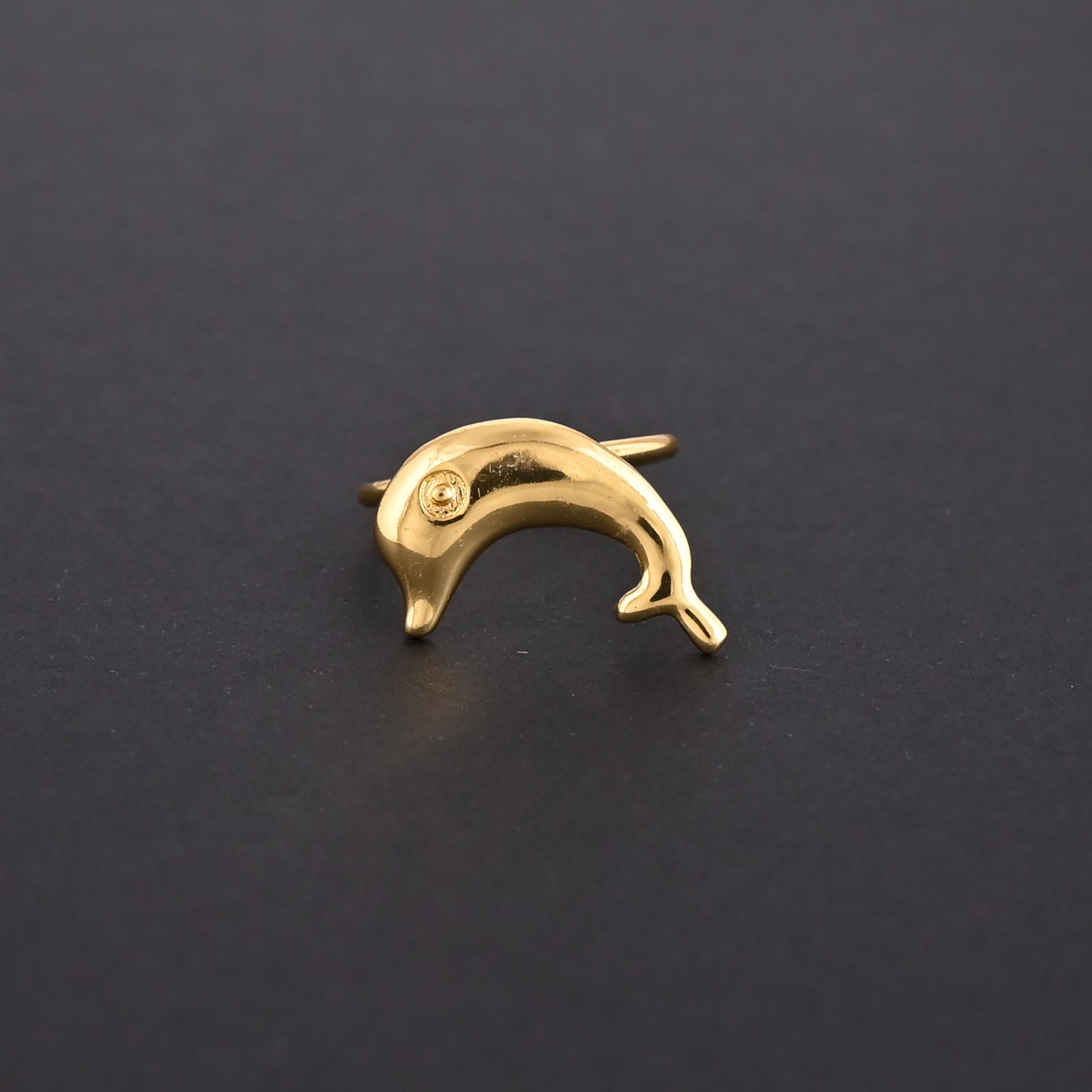925 Sterling Silver Gold Plated Dolphin Ring Adjustable Animal Jewelry for Unisex