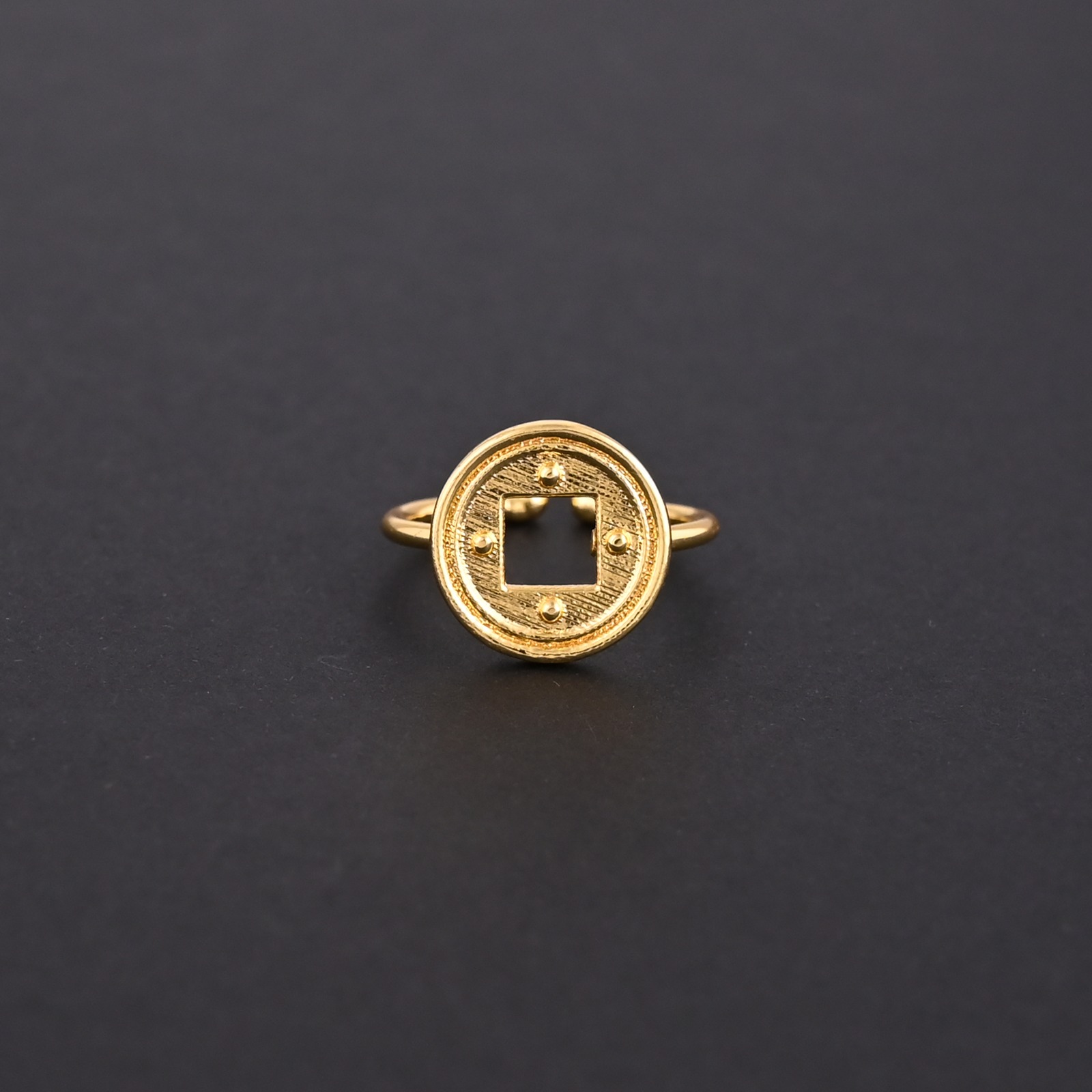 925 Sterling Silver Money Catcher Coin Adjustable Ring Gold Plated Jewelry for Unisex