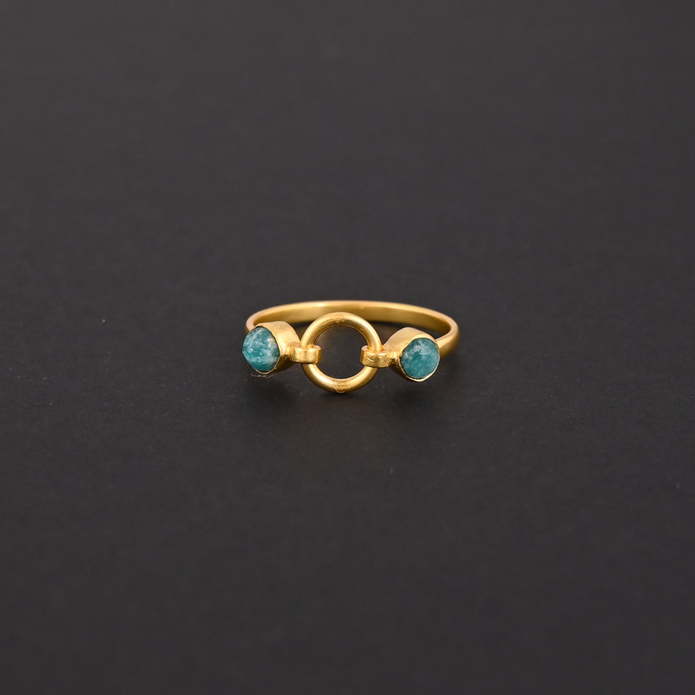 Image of Natural Amazonite Gemstone 925 Sterling Silver Ring Handmade Jewelry for Women's