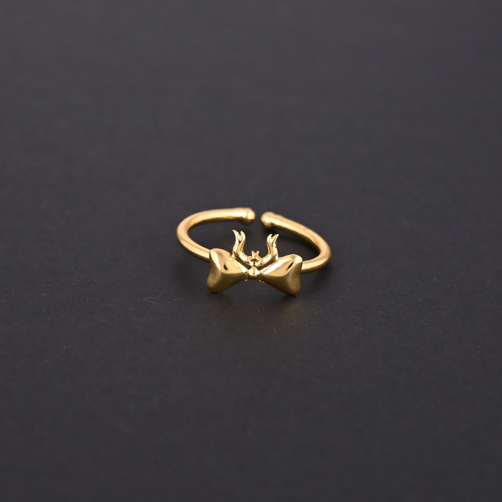 Trendy Adjustable Bow Ring 925 Sterling Silver Gold Plated Fine Jewelry for Womens