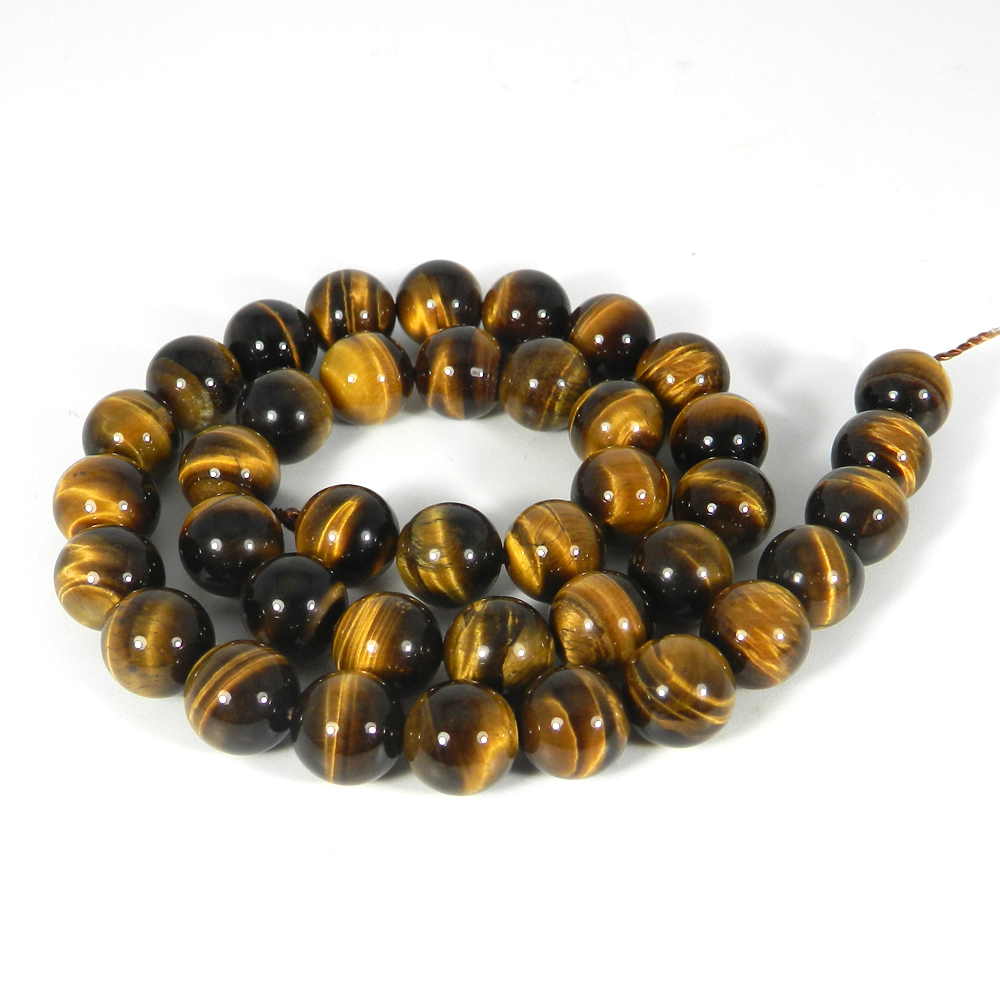 Yellow Tiger Eye 10mm 15 Inch Smooth Plain Round Beads 29230 Cts