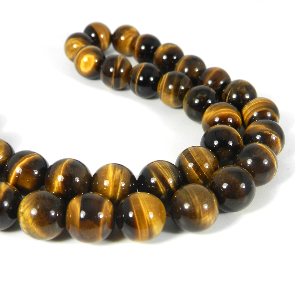Yellow Tiger Eye 10mm 15 Inch Smooth Plain Round Beads 29230 Cts