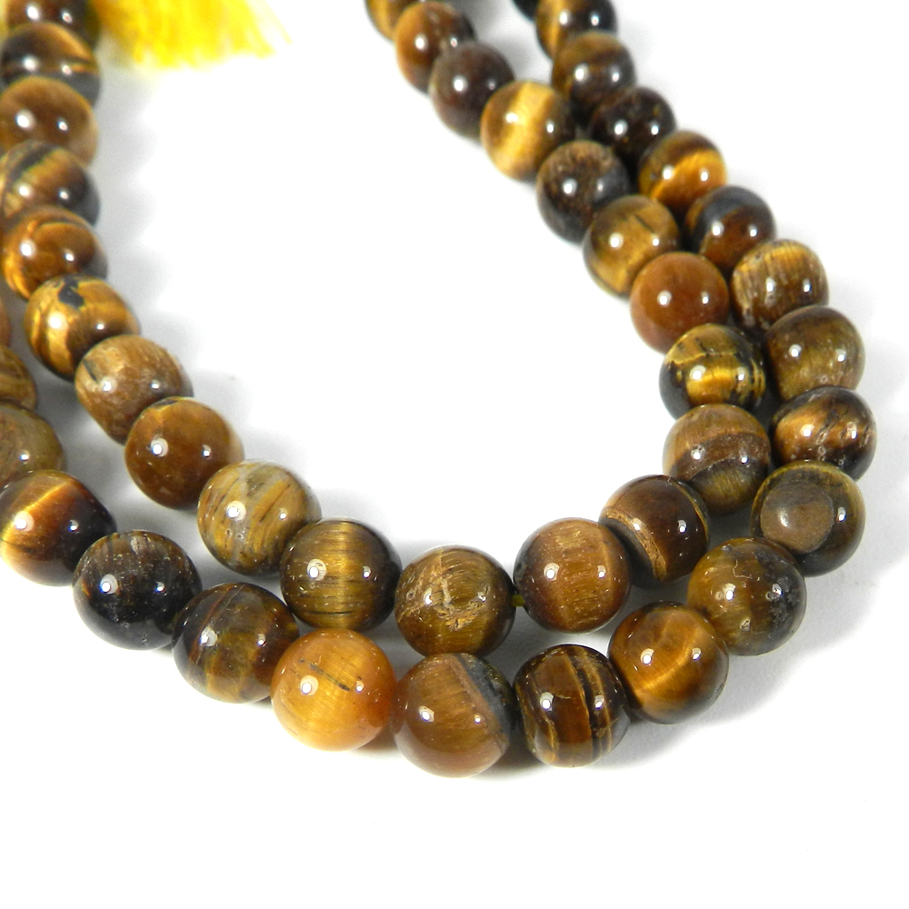 Yellow Tiger Eye 7mm 13 Inch Smooth Plain Round Beads 11200 Cts