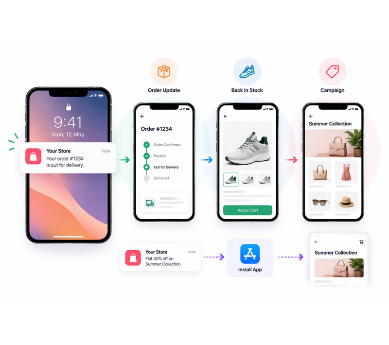 Notifications with deep linking