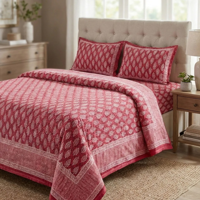 Handblock King Size Bedsheets(100 x 108 inches)