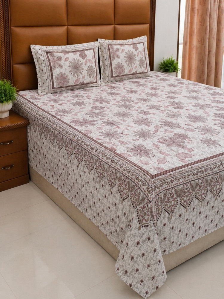 Image of Blossom Vine Pure Cotton Super King Size Bedsheet