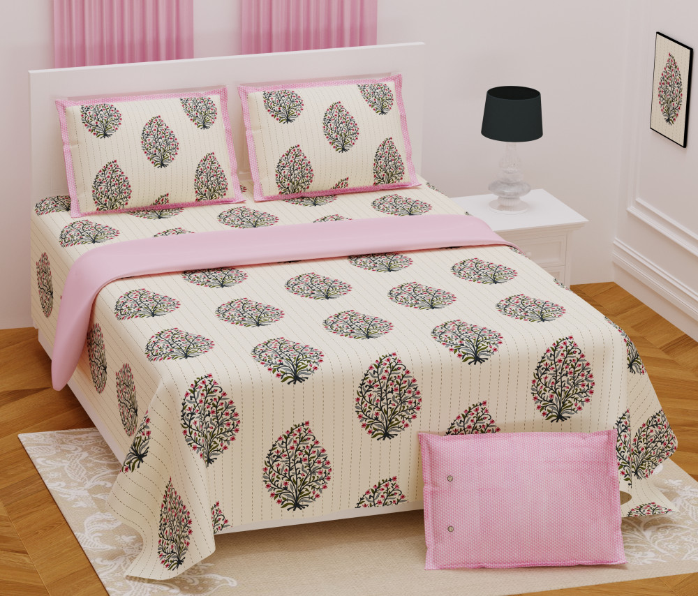 Image of Blush Grove Pure Cotton Super King Size Bedsheet
