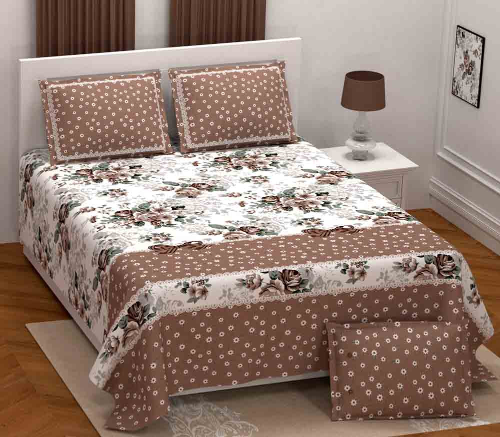 Image of Cocoa Blossom Pure Cotton Super King Size Bedsheet