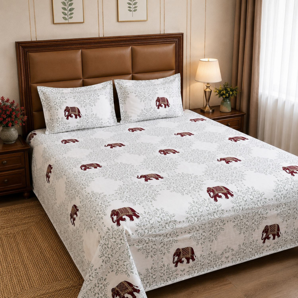 Image of Gajraj Pure Cotton  Pure Cotton King Size Bedsheet