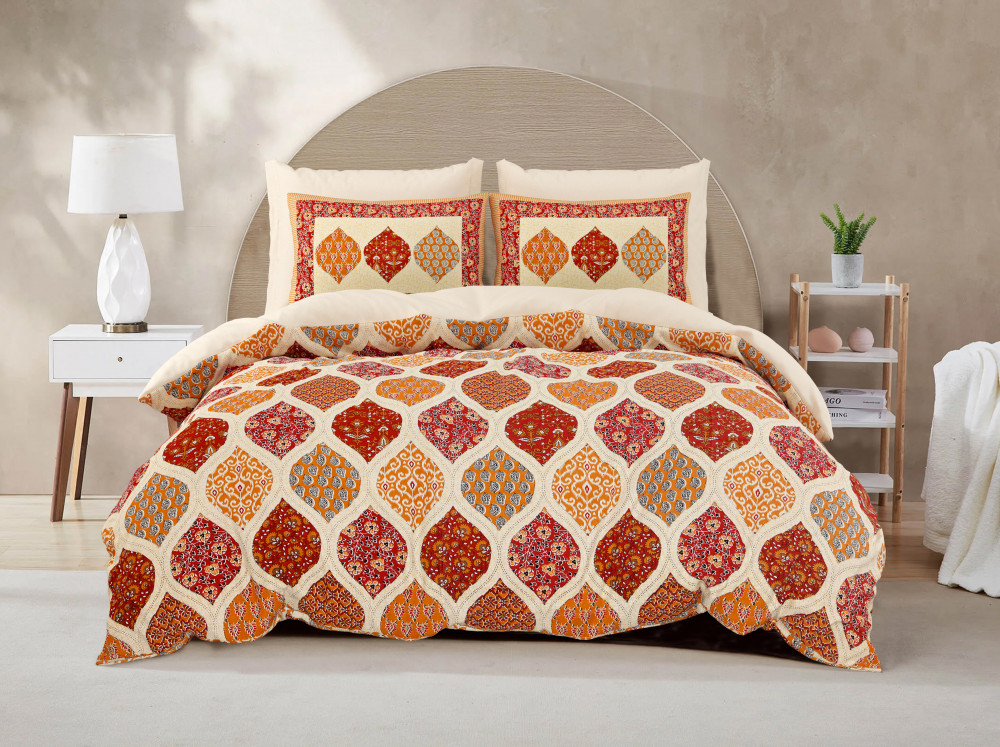 Image of Golden Ajrak King Size Bedsheet