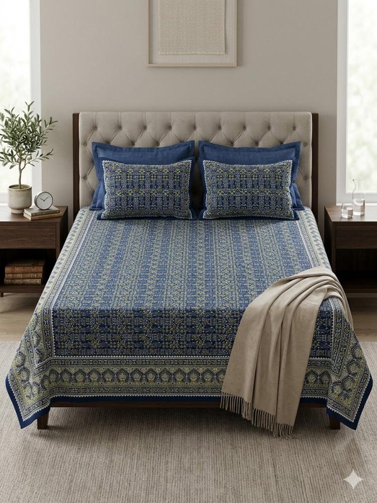 Image of Green Mosaic Queen Size Bedsheet
